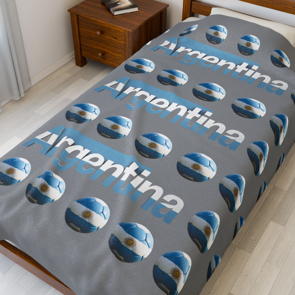 Manta de terciopelo de muchas bolas de soccer- Diseño argentino