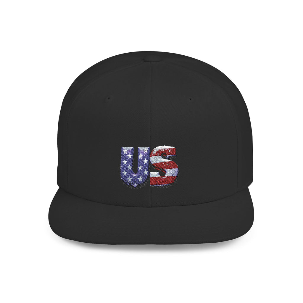 Patriotic Flat Bill Snapback Hat - 'US' Design