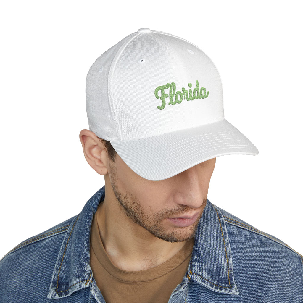 Florida Script Embroidered Cap – Tropical Leaf Stitching
