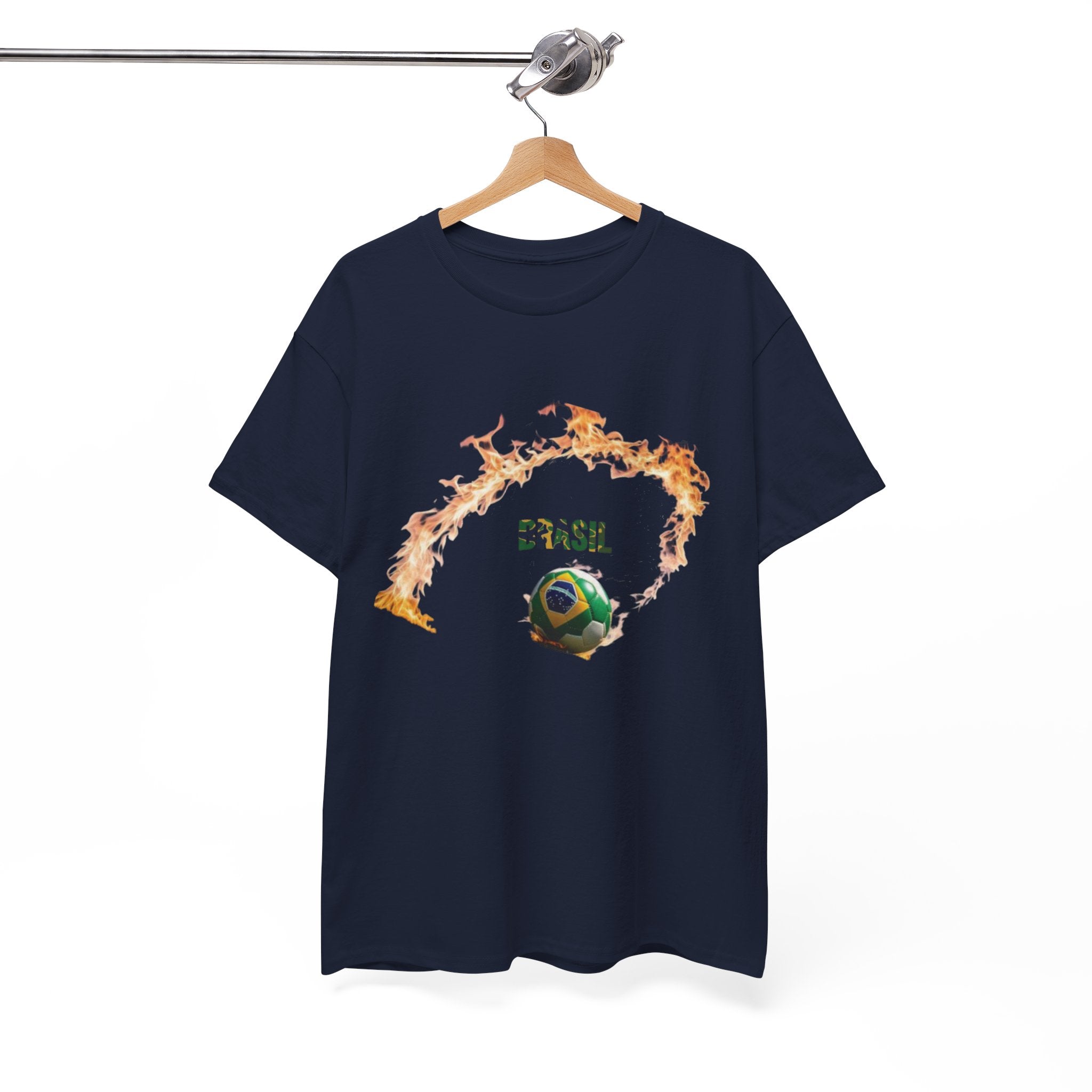 Camiseta unissex de algodão pesado Brazil Soccer Love - estampa divertida para fãs de esportes