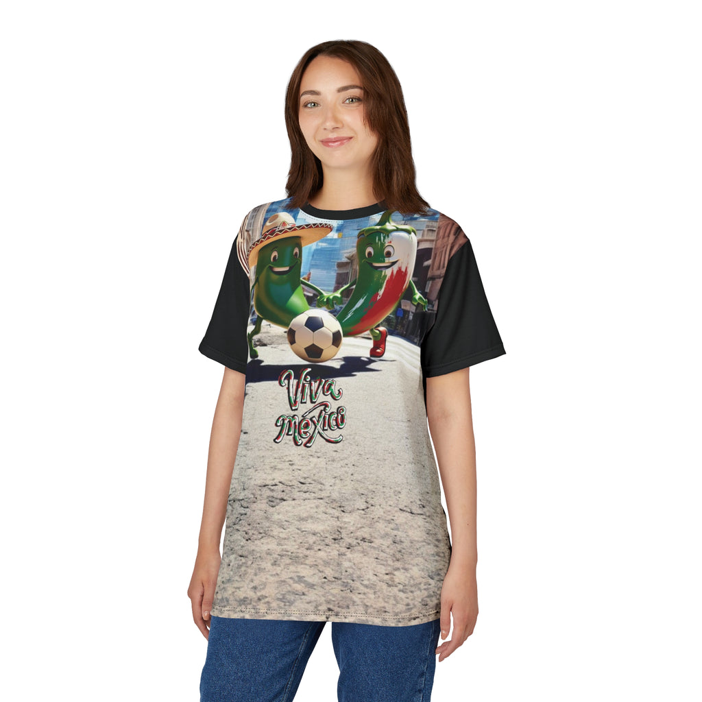 Camiseta unisex Viva México - Diseño divertido de chiles futboleros