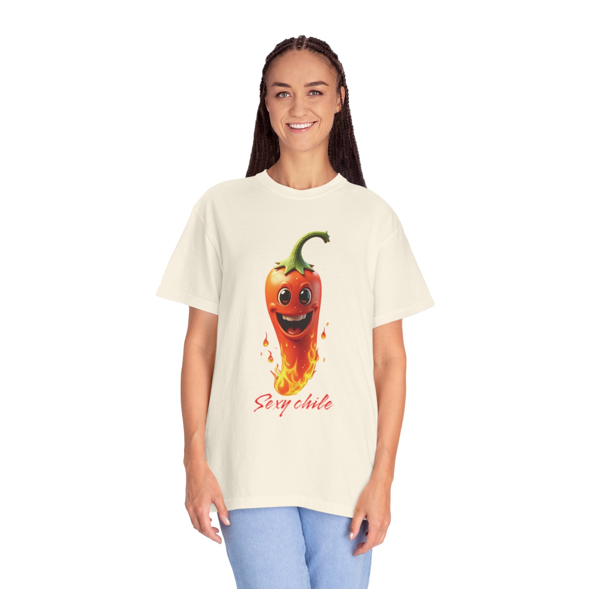 Funny unisex tie-dyed t-shirt with the phrase "Sexy Chile"