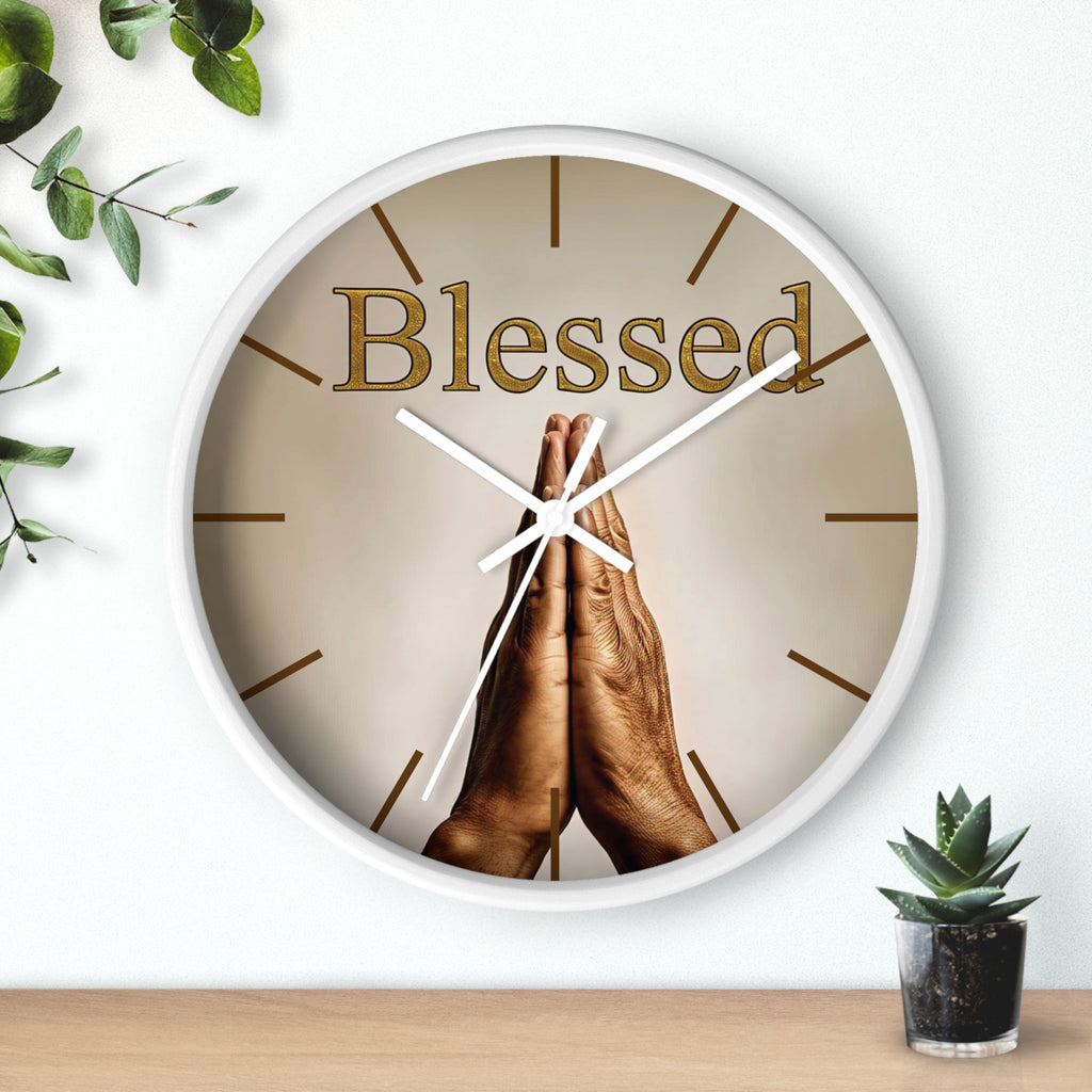Inspirational Wall Clock - Blessed Home Decor, Spiritual Gift, Positive Vibes, Faith-Based Wall Art, Motivational Office Decor