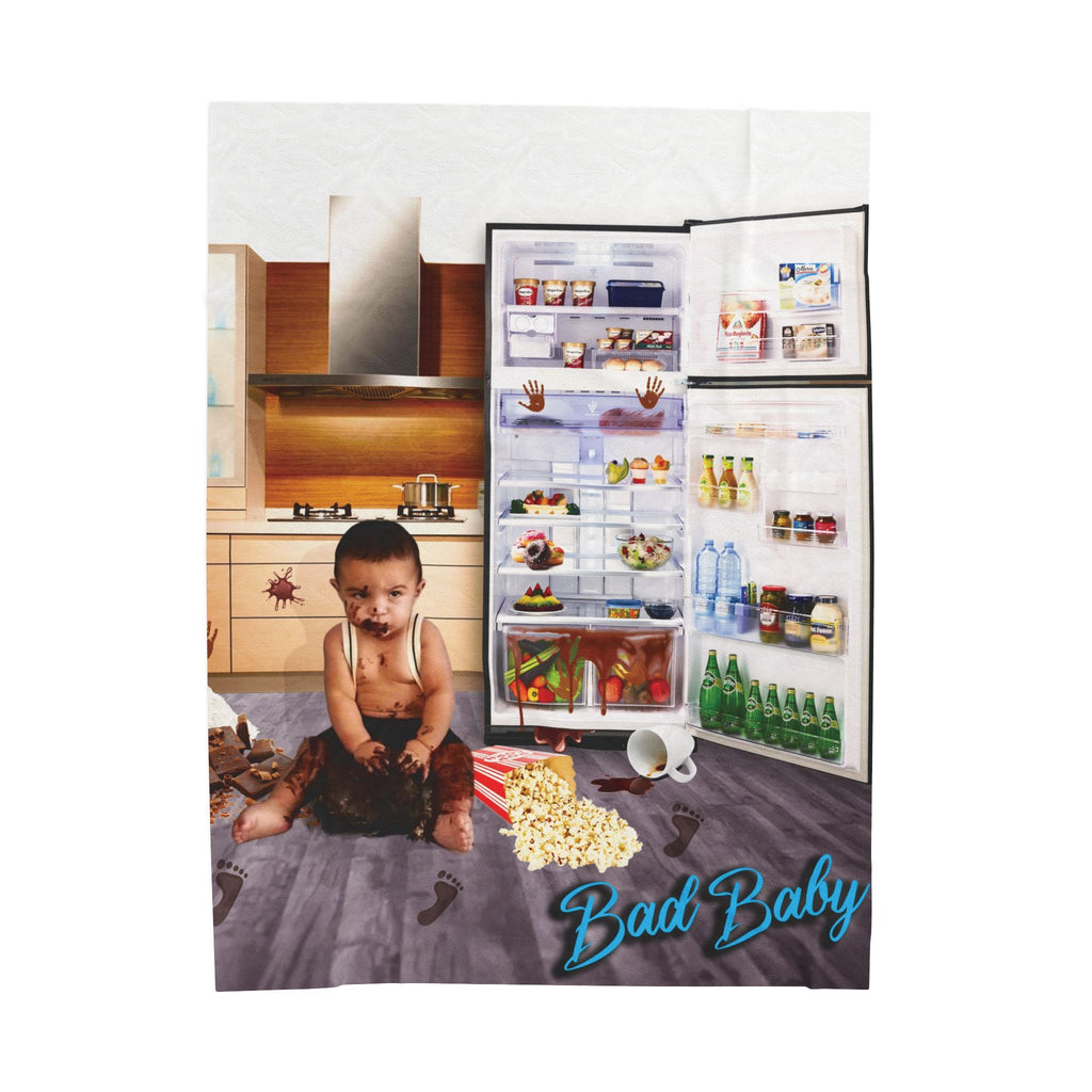 Velvet Plush Blanket - Funny Baby Mischief Design, Bad baby brand 