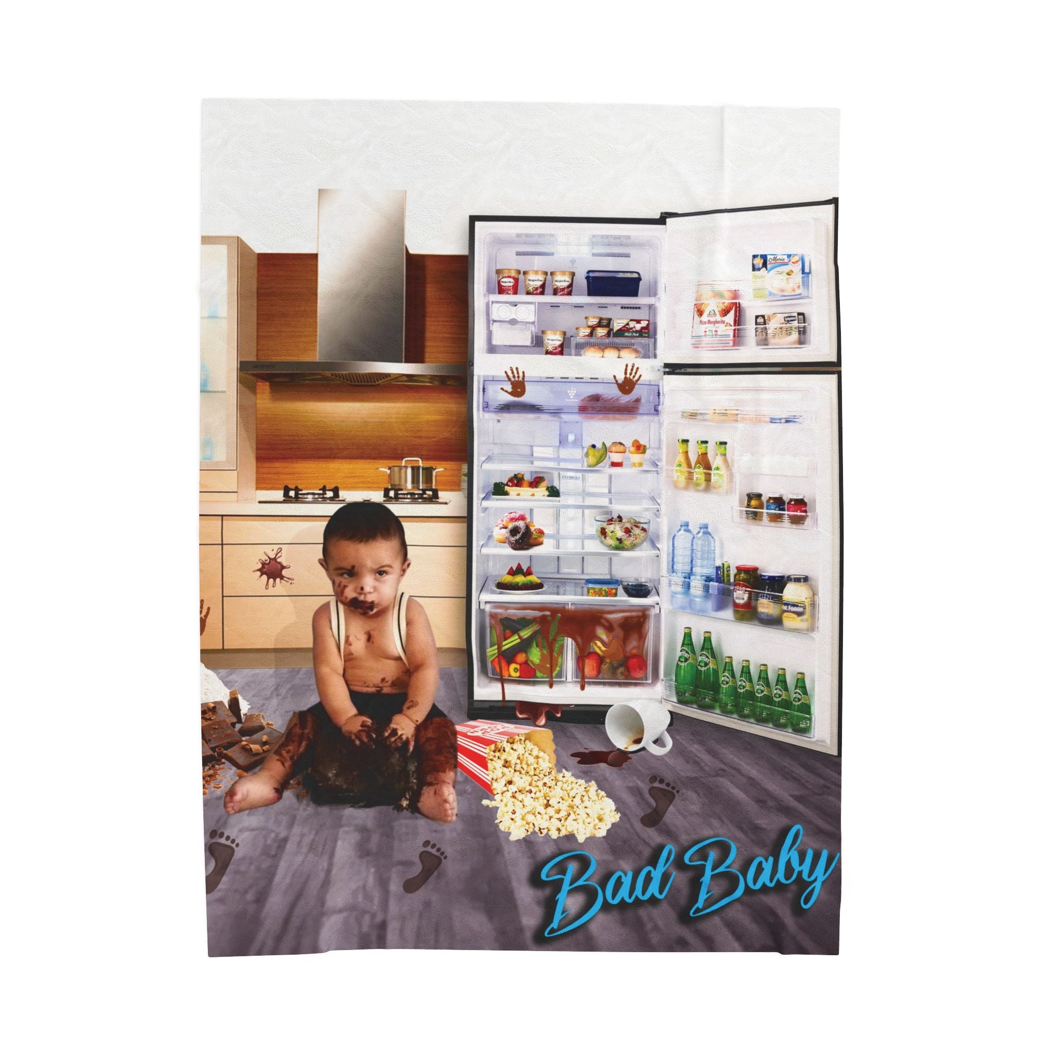 Velvet Plush Blanket - Funny Baby Mischief Design, Bad baby brand 