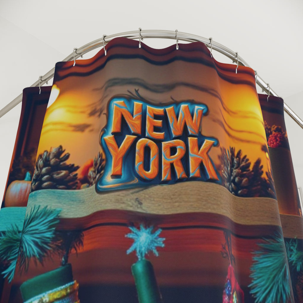 New York Holiday Shower Curtain - Festive Home Decor