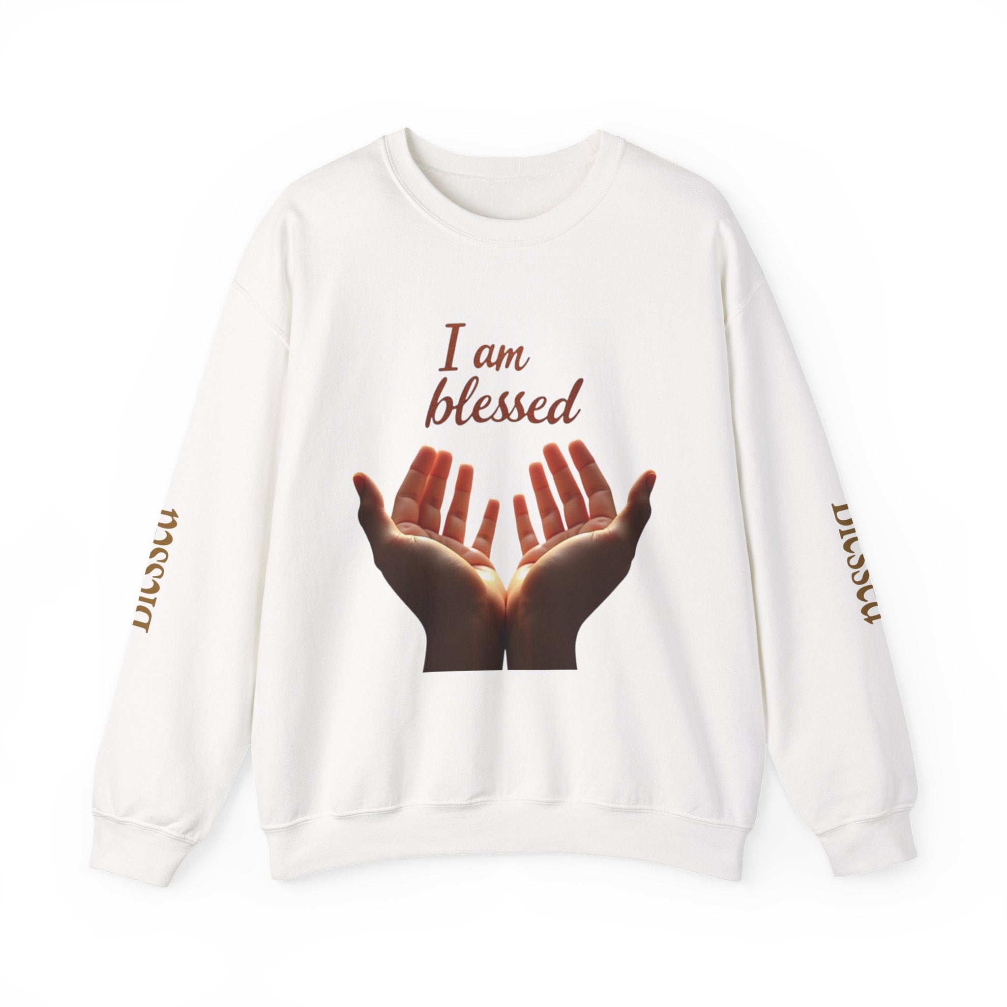 Blessed Hands Crewneck Sweatshirt | Inspirational Apparel for Everyday Wear, Gratitude Gifts, Cozy Comfort, Faith-Based Fashion