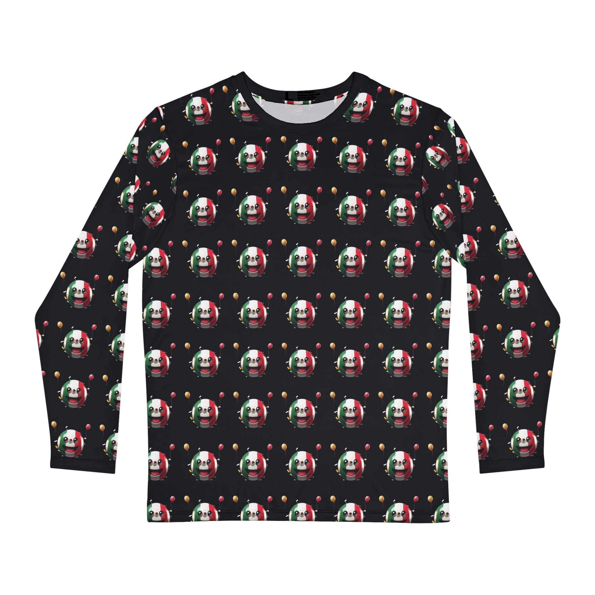 Camisa festiva de manga larga con estampado de emoji de la bandera mexicana