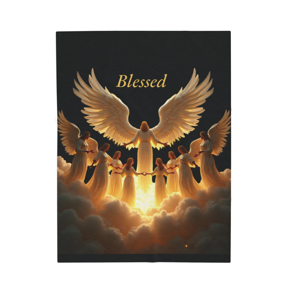Blessed Angels Velveteen Plush Blanket - Cozy Comfort for Spiritual Moments