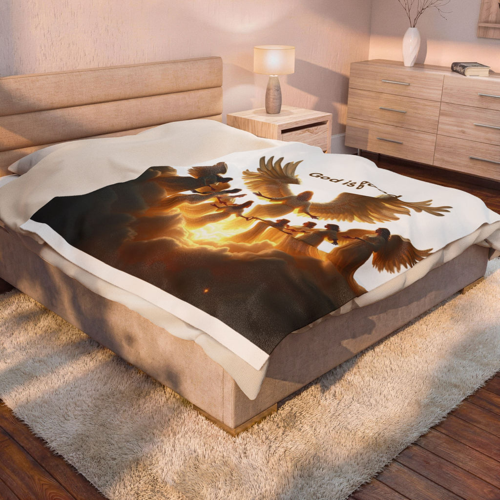 Inspirational Velveteen Plush Blanket - 'God is Good' - Cozy Home Decor for Faith &amp; Comfort