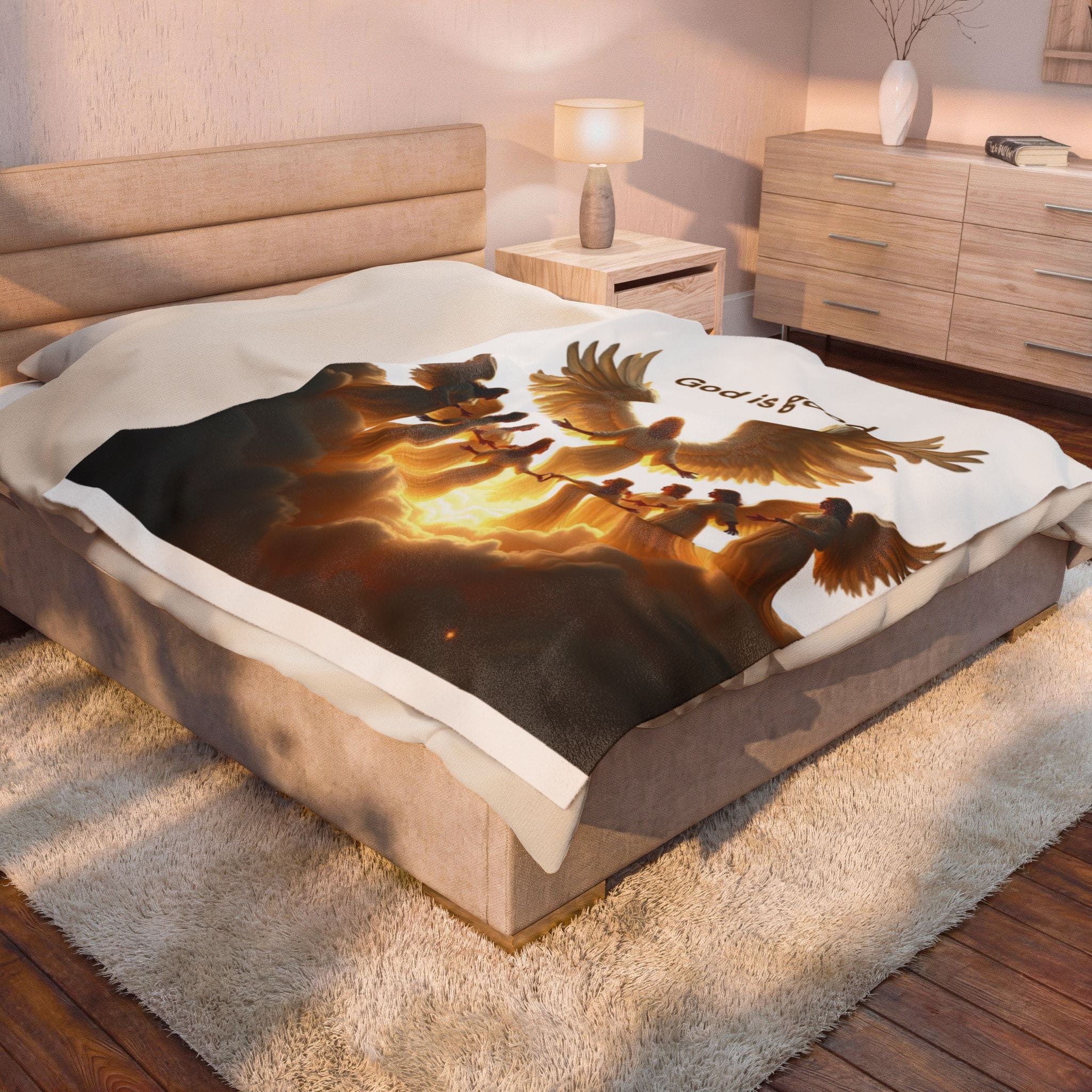 Inspirational Velveteen Plush Blanket - 'God is Good' - Cozy Home Decor for Faith &amp; Comfort
