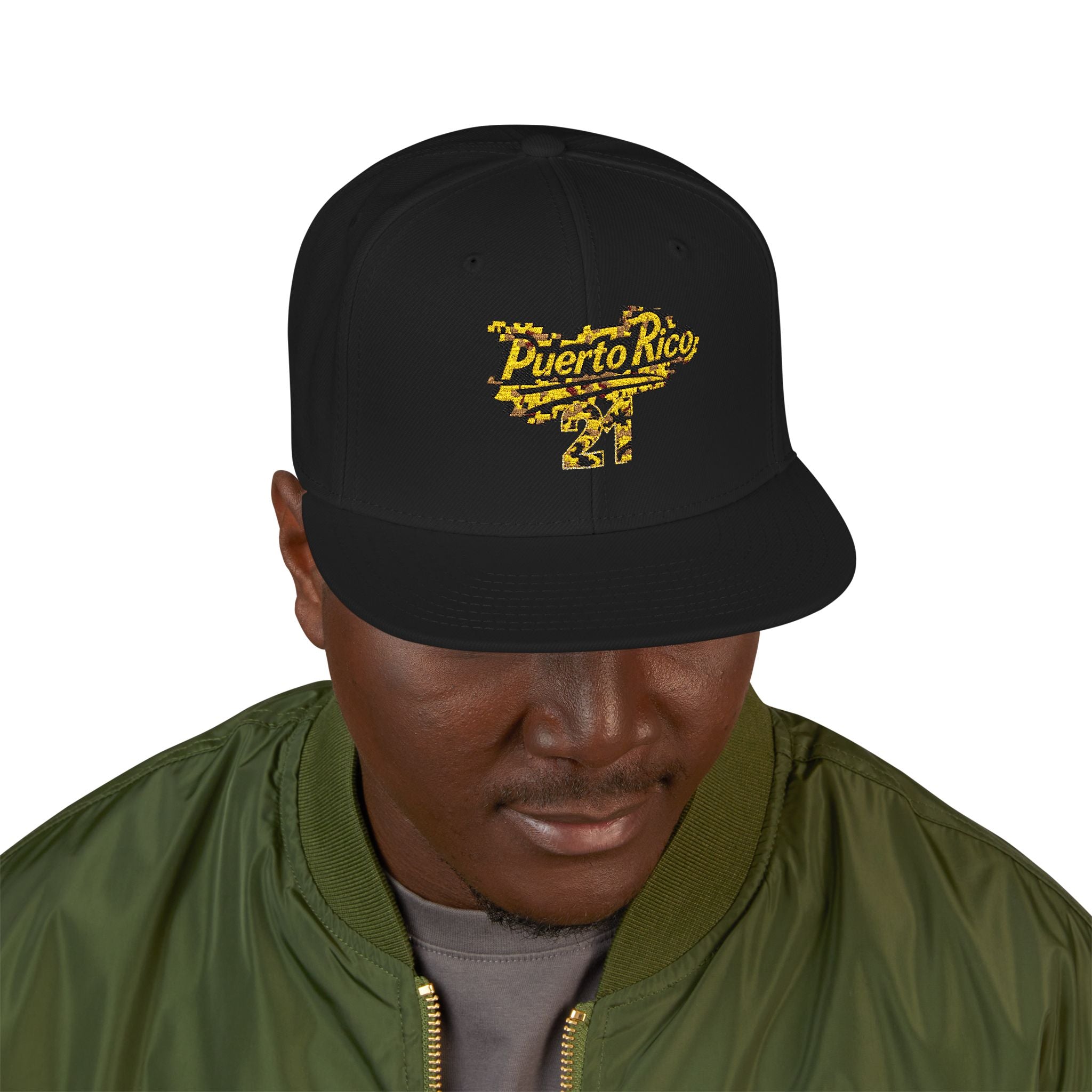 Gorra Snapback Puerto Rico 21: elegante gorra bordada para celebraciones de verano