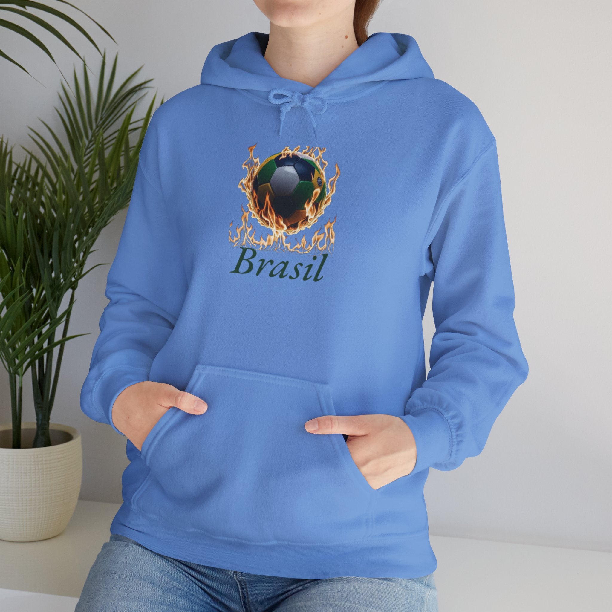 Moletom com capuz unissex com estampa de chamas do Brasil - Mantenha-se confortável e estiloso - Roupa de lazer confortável para todos