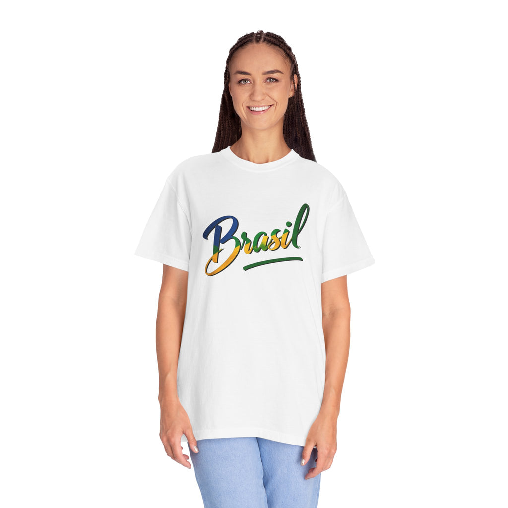 Camiseta Brasil Unissex - Camiseta Casual Tingida para Viajantes e Festividades