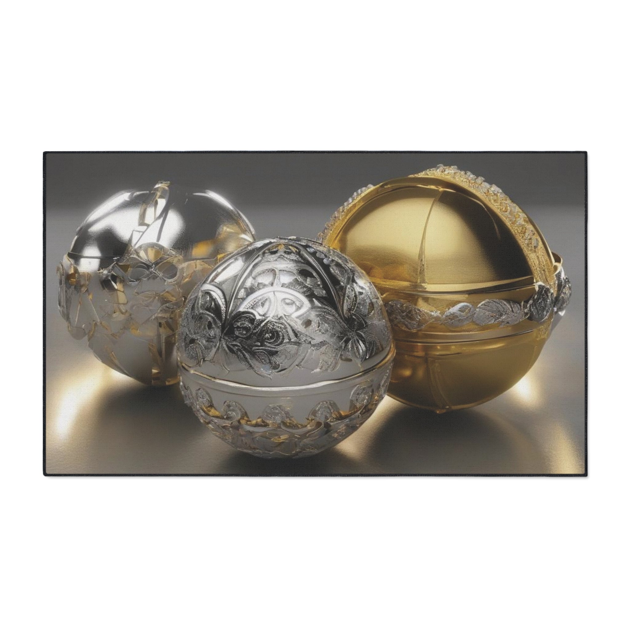 Floor Mat - Beautiful Gold and Silver Ball Design, Durable Mat - Perfect Gift Idea 