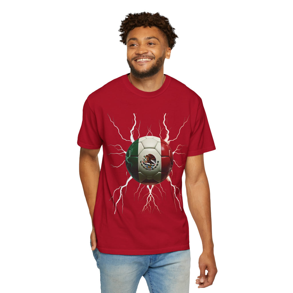 Mexico Unisex Soccer T-Shirt: Electric Garment-Dyed Design for Fans