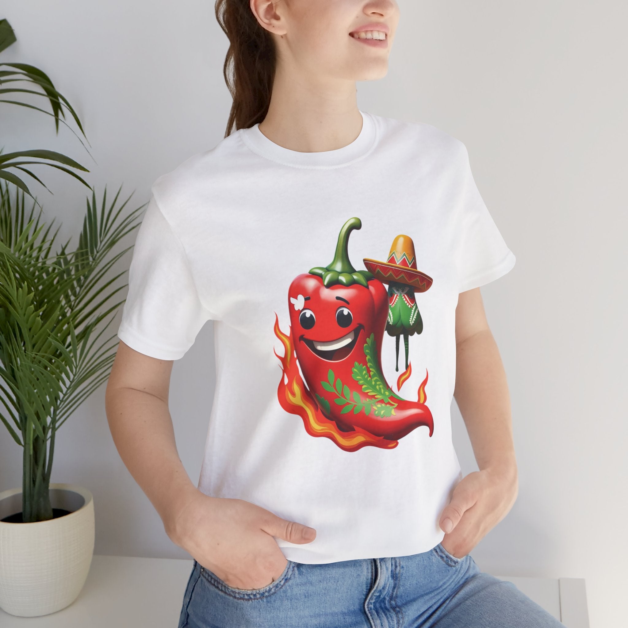 Camiseta gráfica con chile picante ardiente: ¡perfecta para celebraciones de fiestas!