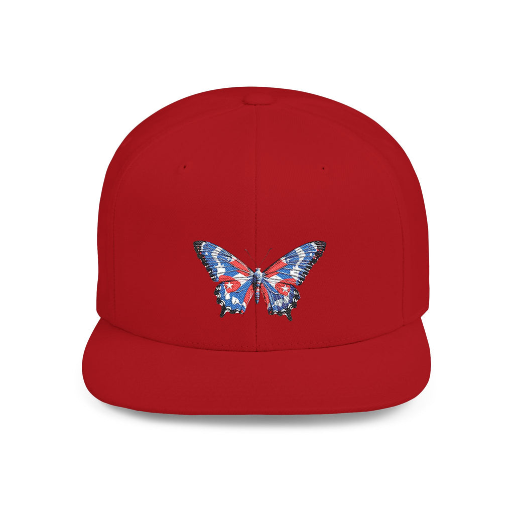 Gorra Snapback con diseño de mariposa en los colores de la bandera cubana