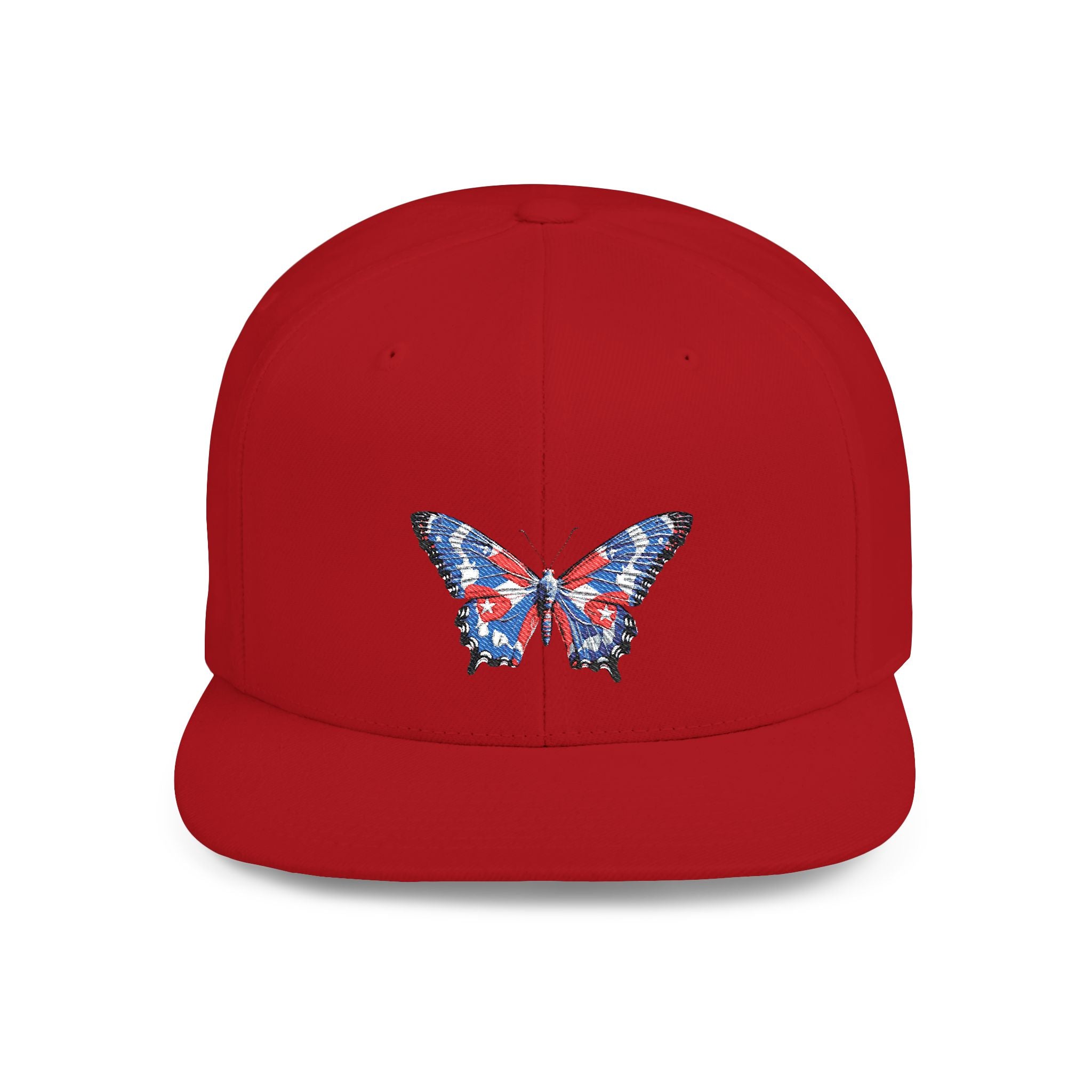 Gorra Snapback con diseño de mariposa en los colores de la bandera cubana
