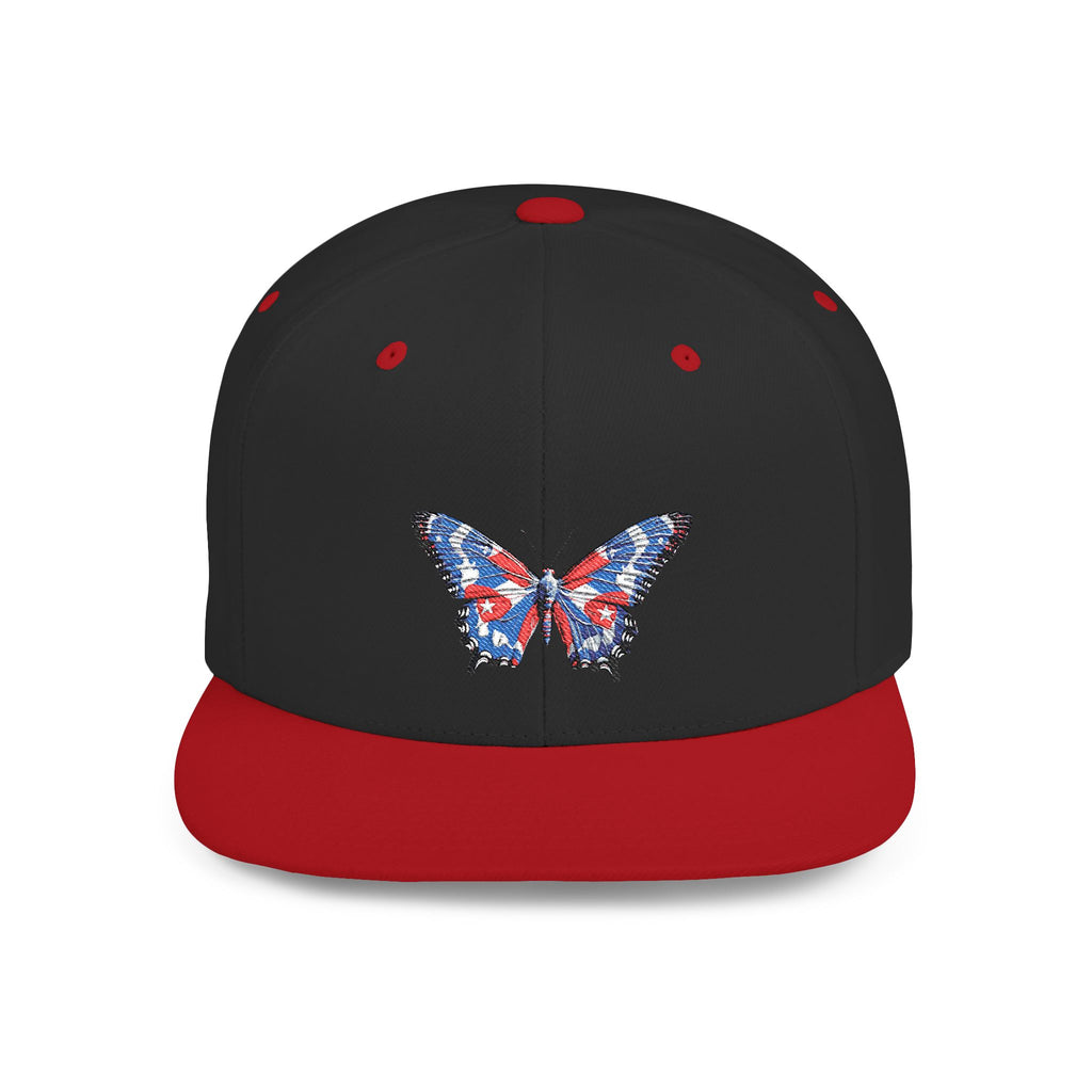 Gorra Snapback con diseño de mariposa en los colores de la bandera cubana