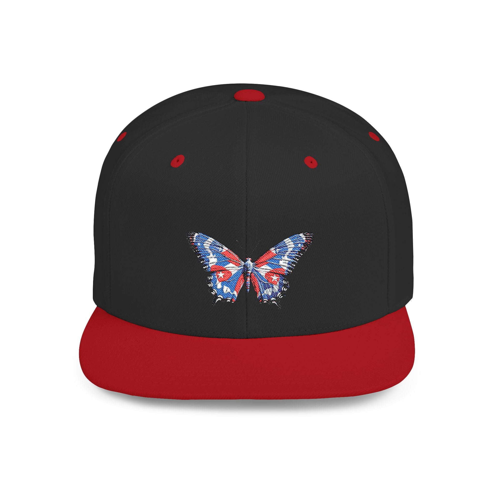 Gorra Snapback con diseño de mariposa en los colores de la bandera cubana