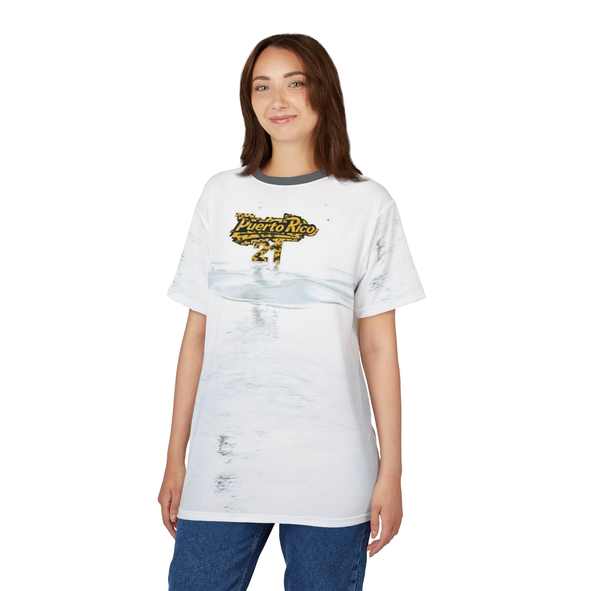 Camiseta unisex con temática acuática de Puerto Rico, cortada y cosida
