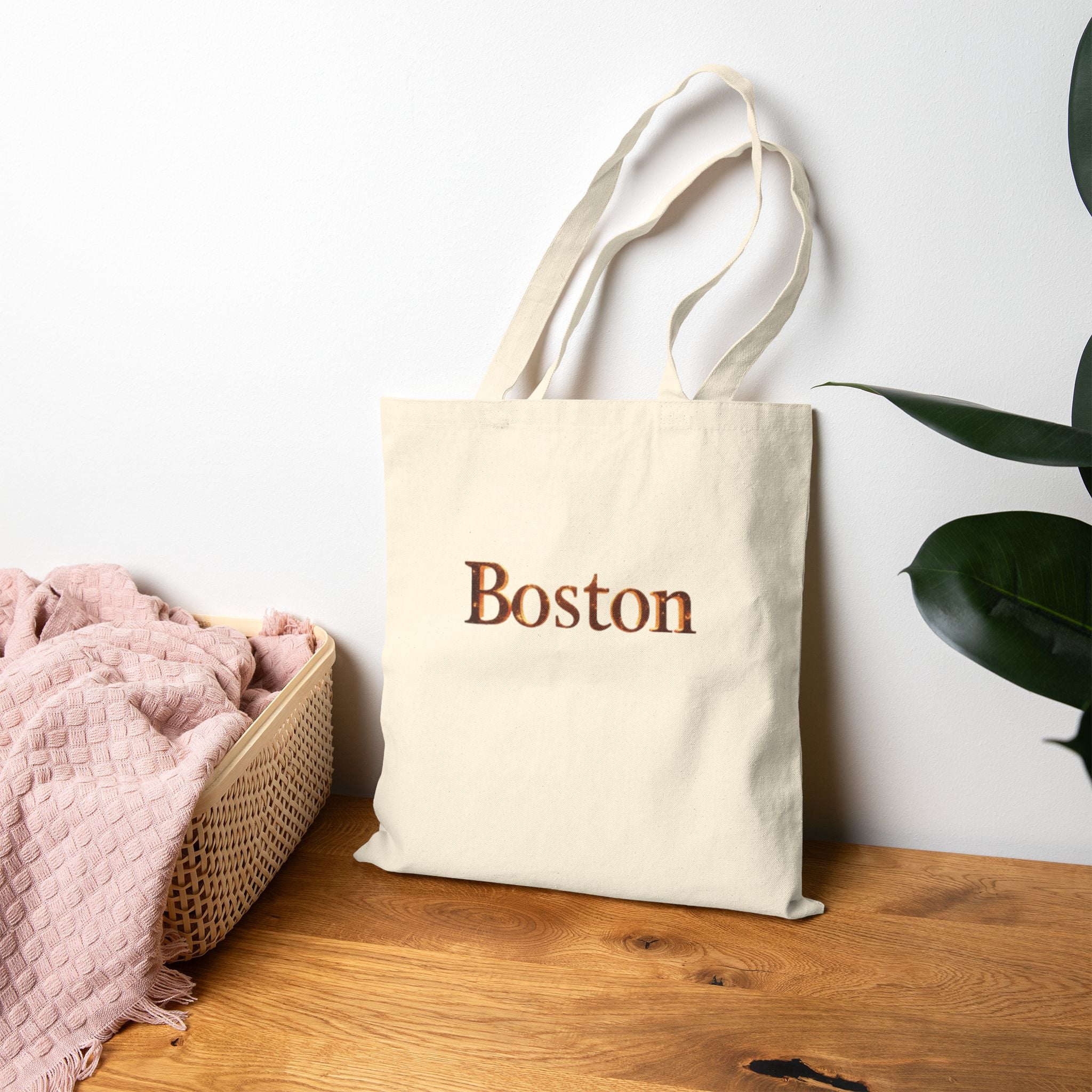 Boston Canvas Tote Bag — Classic City Lettering Tote