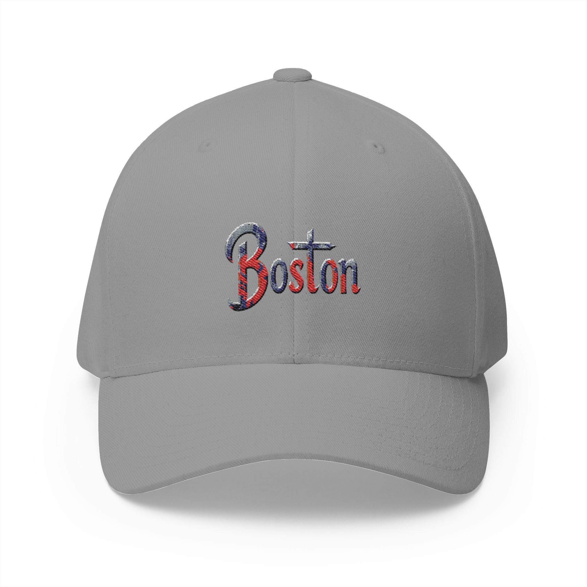 Boston Embroidered Cap — Patriotic Script Baseball Hat