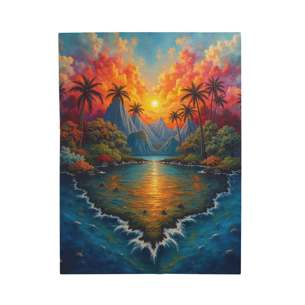 Tropical Sunset Velveteen Plush Blanket - Cozy Comfort for Home Decor