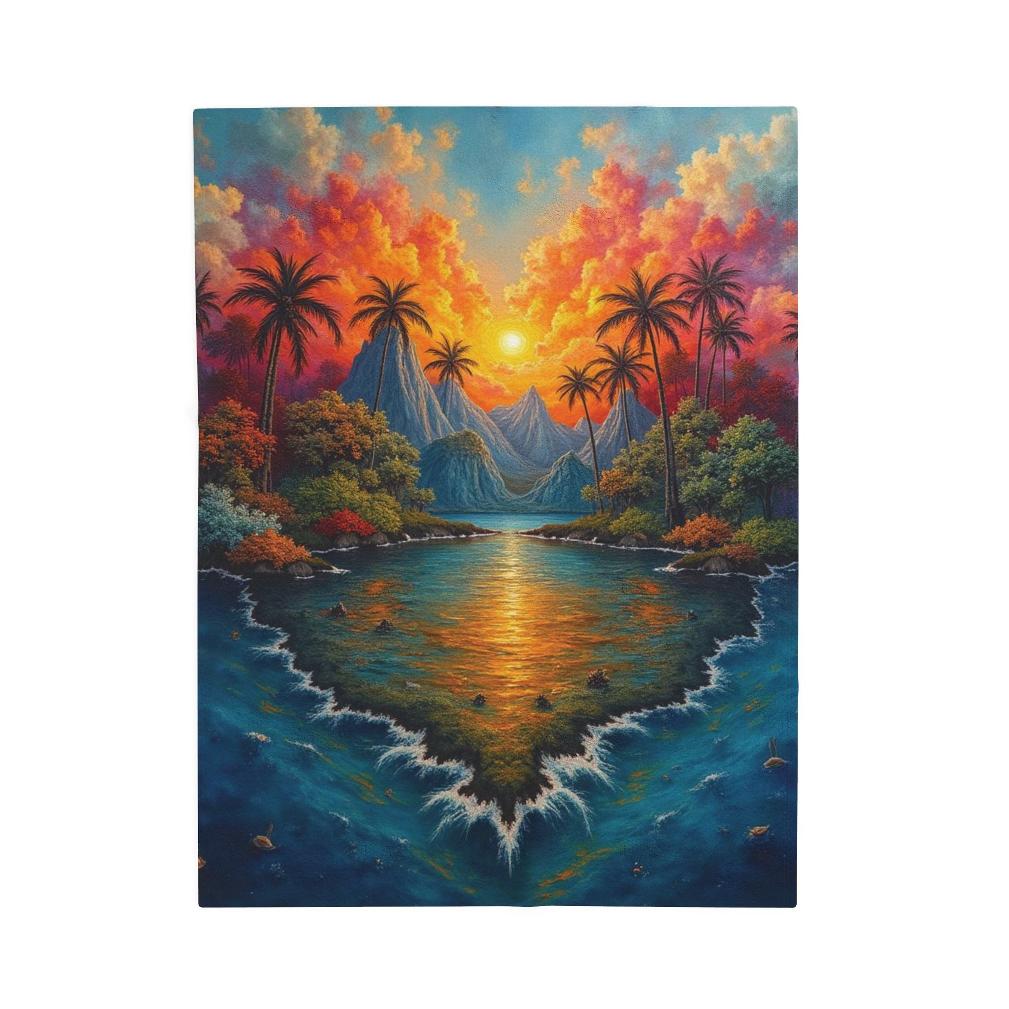 Tropical Sunset Velveteen Plush Blanket - Cozy Comfort for Home Decor