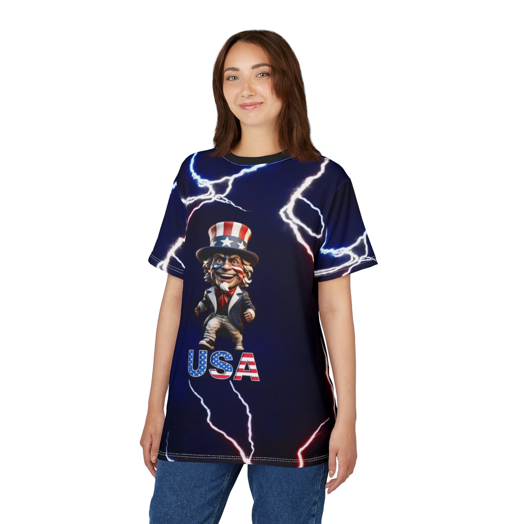 Patriotic Lightning Unisex Tee - USA Graphic Shirt for Independence Day &amp; Celebrations 