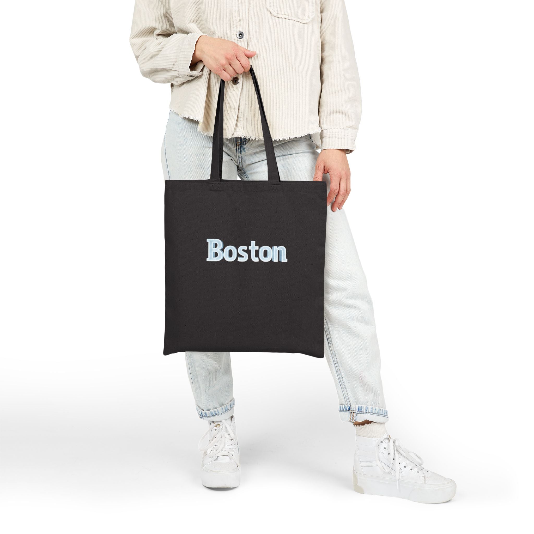 Boston Canvas Tote Bag — Embroidered City Logo Cotton Shopper