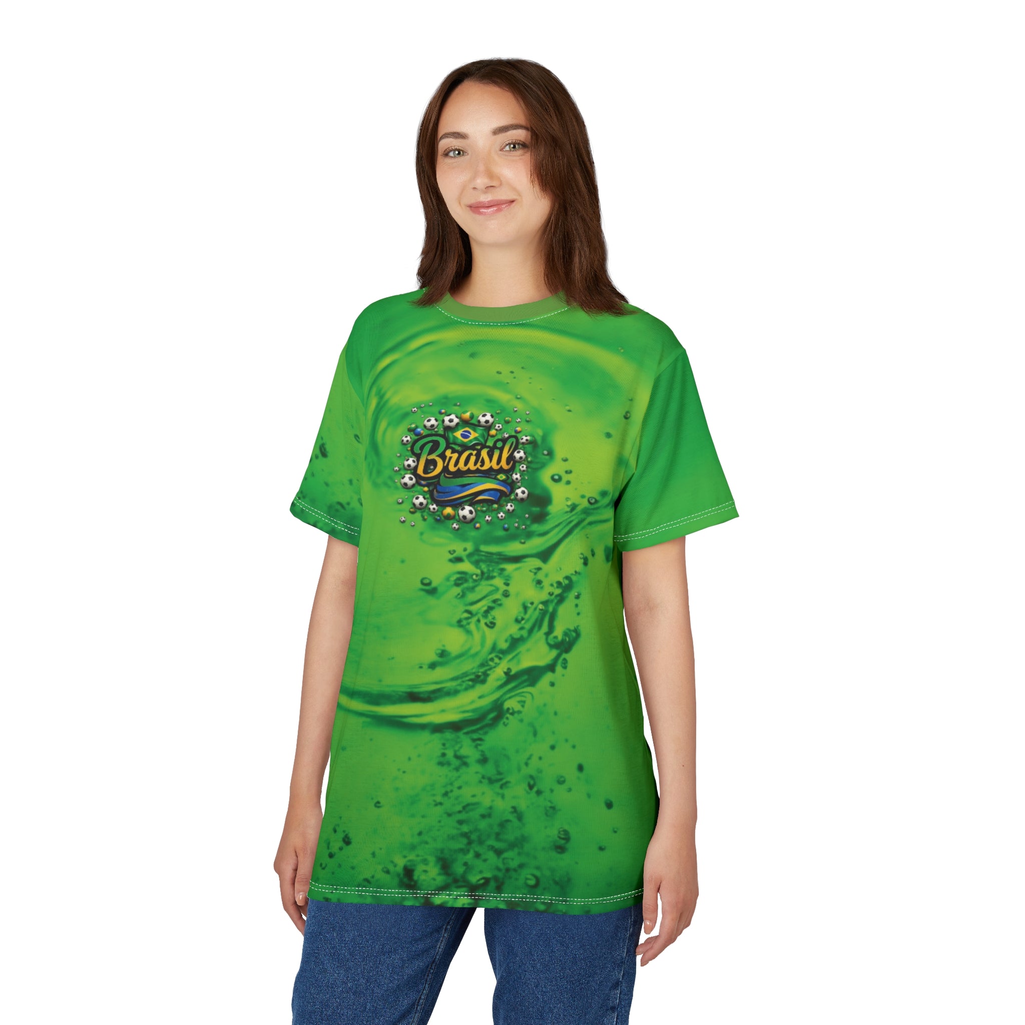 Camiseta de futebol Vibrant Brasil - Camiseta unissex com corte e costura