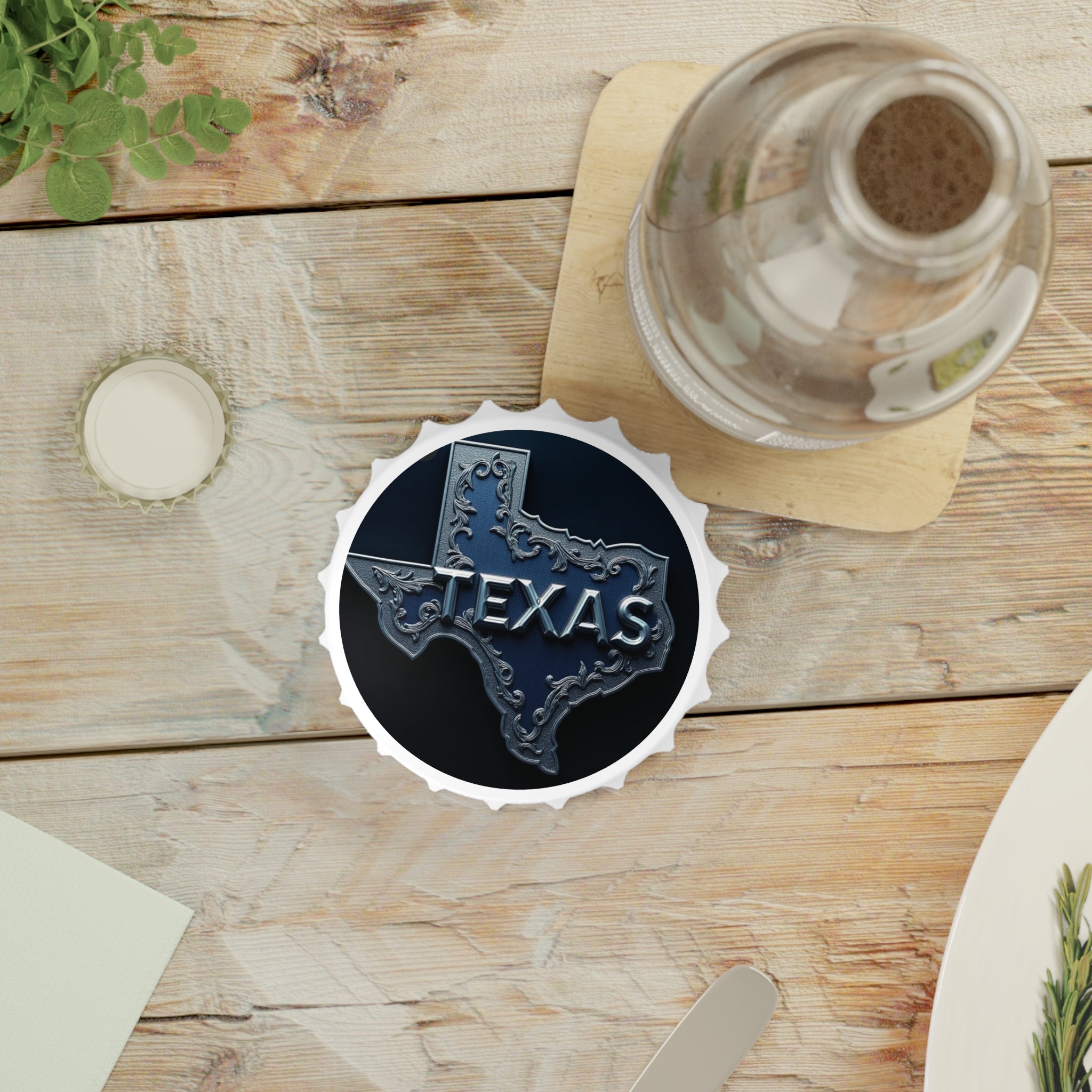 Texas-Themed Bottle Opener, Rustic Kitchen Accessory, Gift for Beer Lovers, Souvenir for Texan Celebrations, Unique Housewarming Gift 