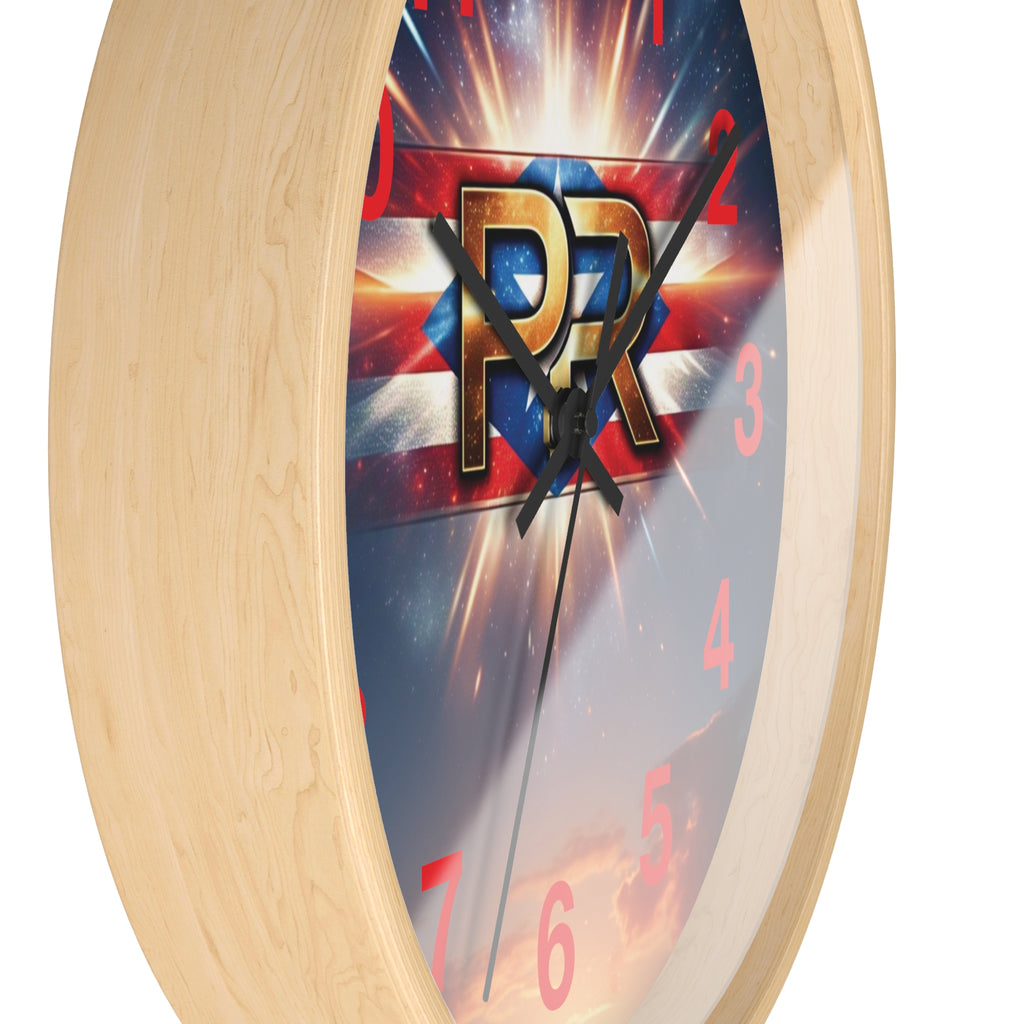Reloj de pared puertorriqueño con el logotipo de PR: perfecto para decoración del hogar o regalos.