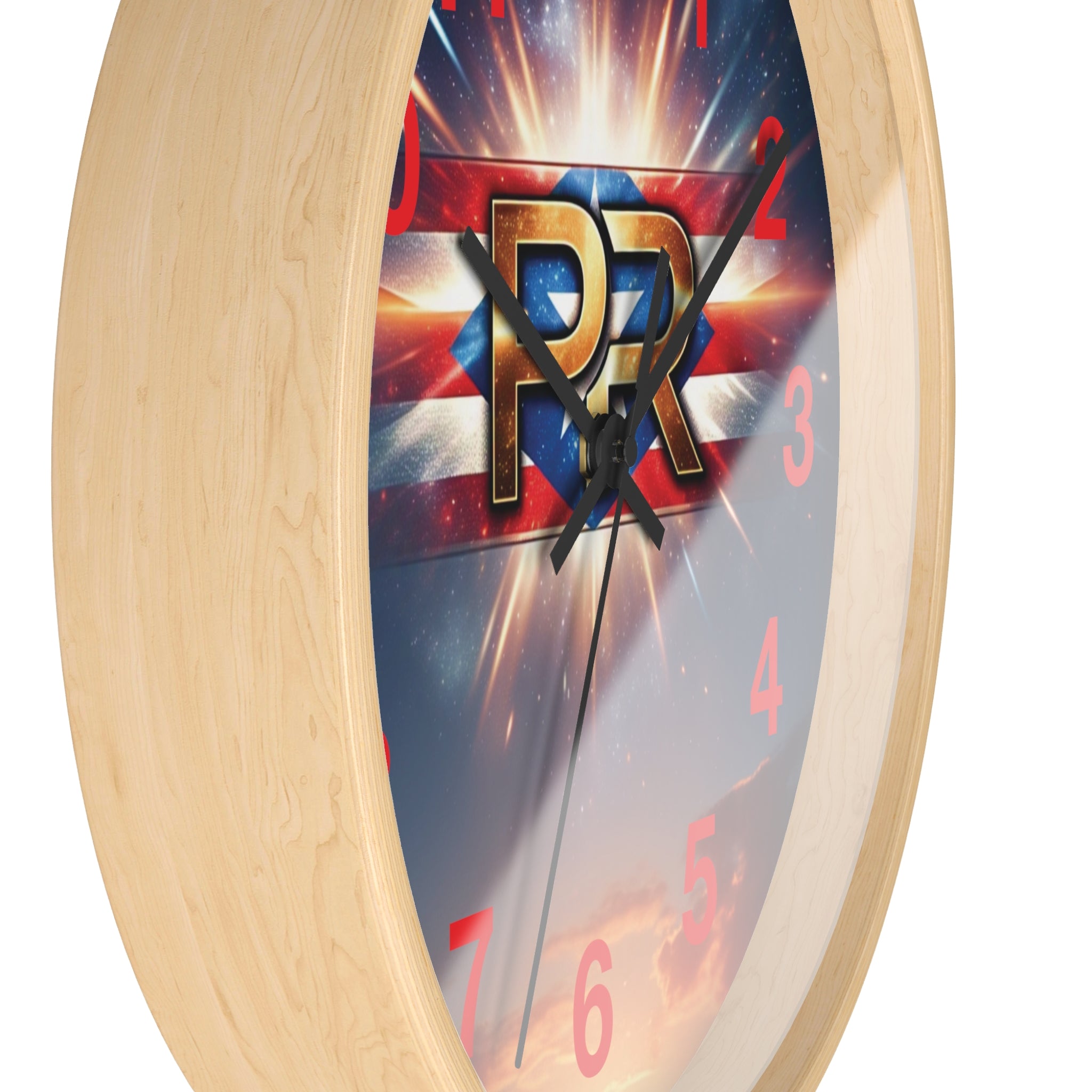 Reloj de pared puertorriqueño con el logotipo de PR: perfecto para decoración del hogar o regalos.