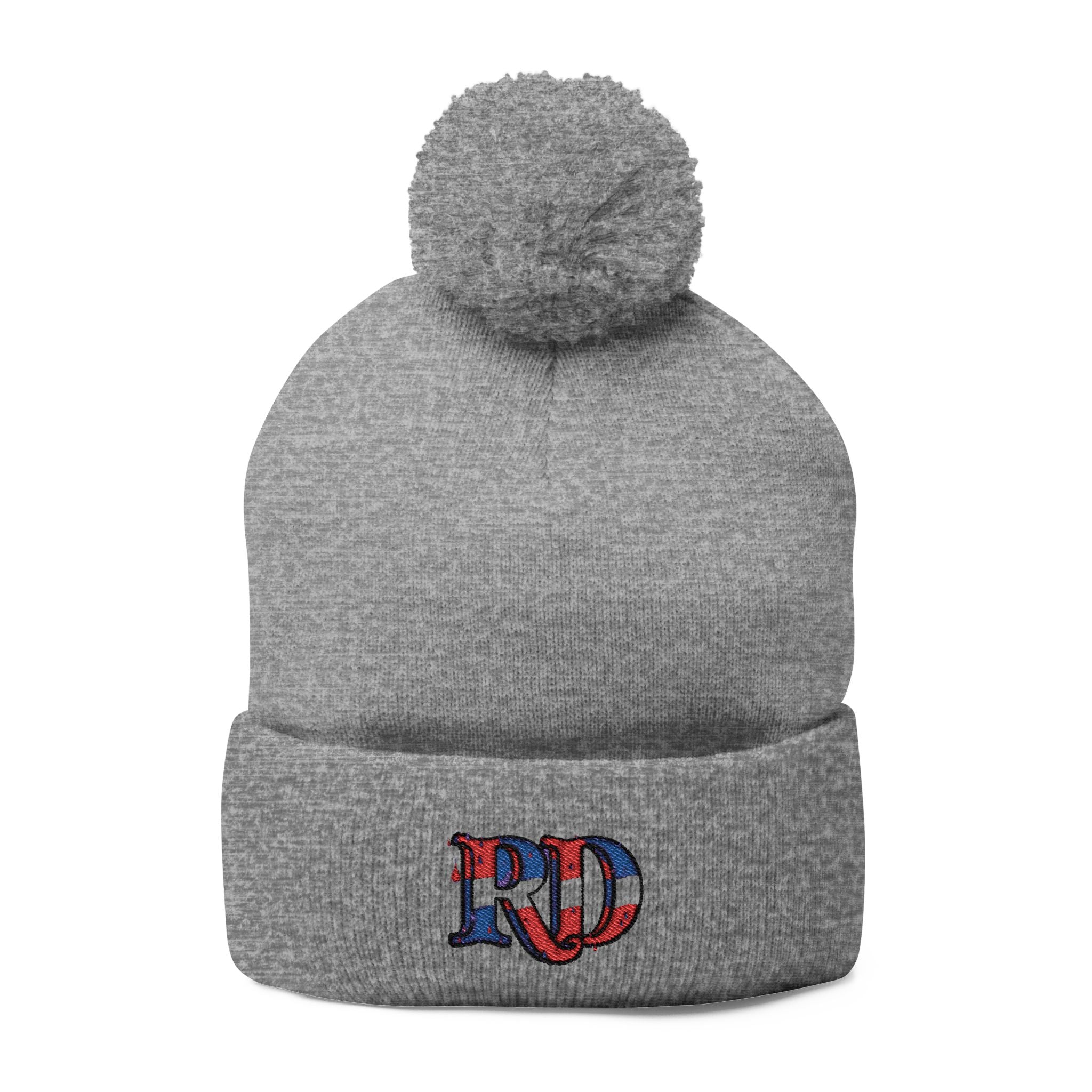 Knitted hat with the letters RD for Dominican Republic and pom-pom embroidery: the perfect winter accessory.