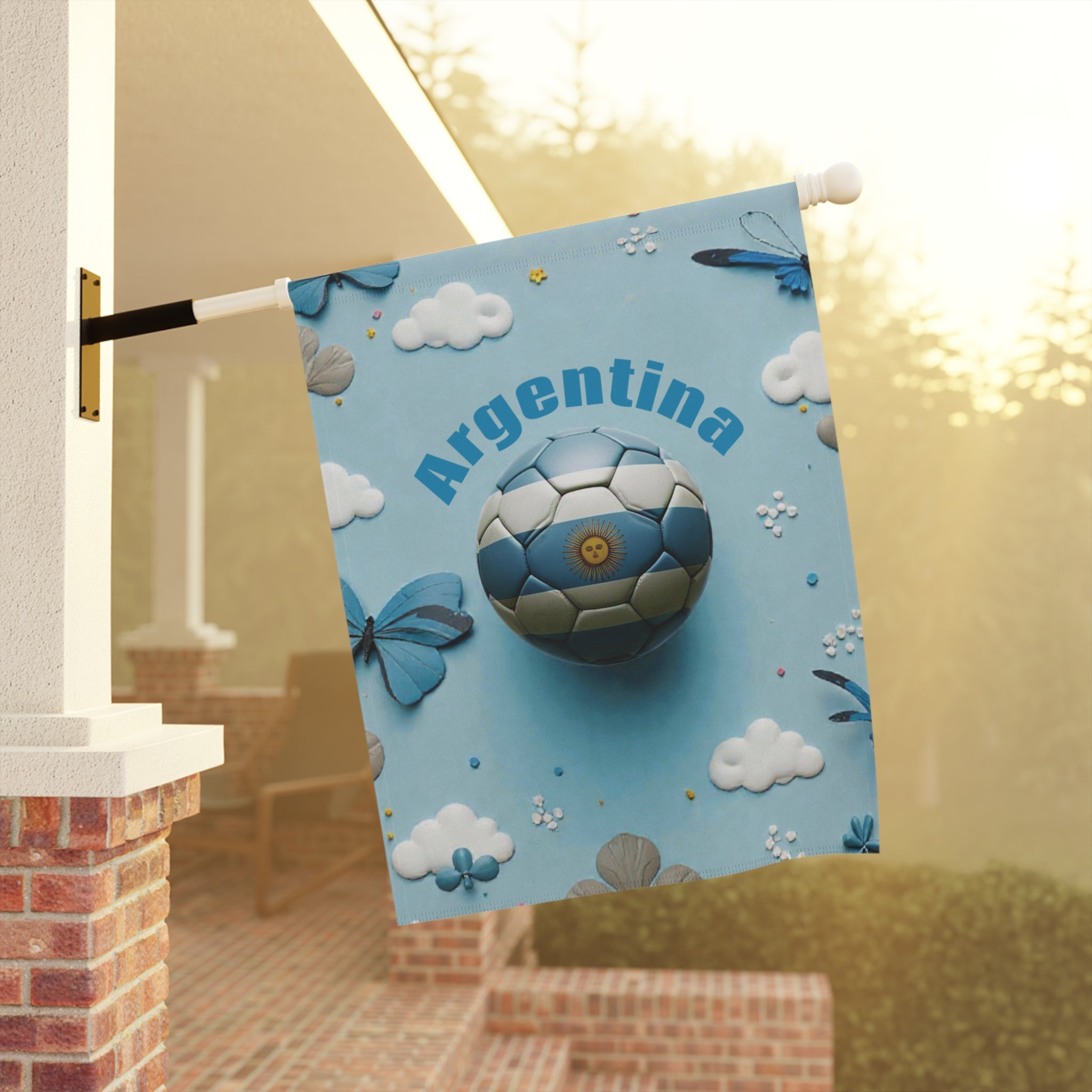 Argentina Soccer Garden Flag — Decorative Lawn Banner with Football Design