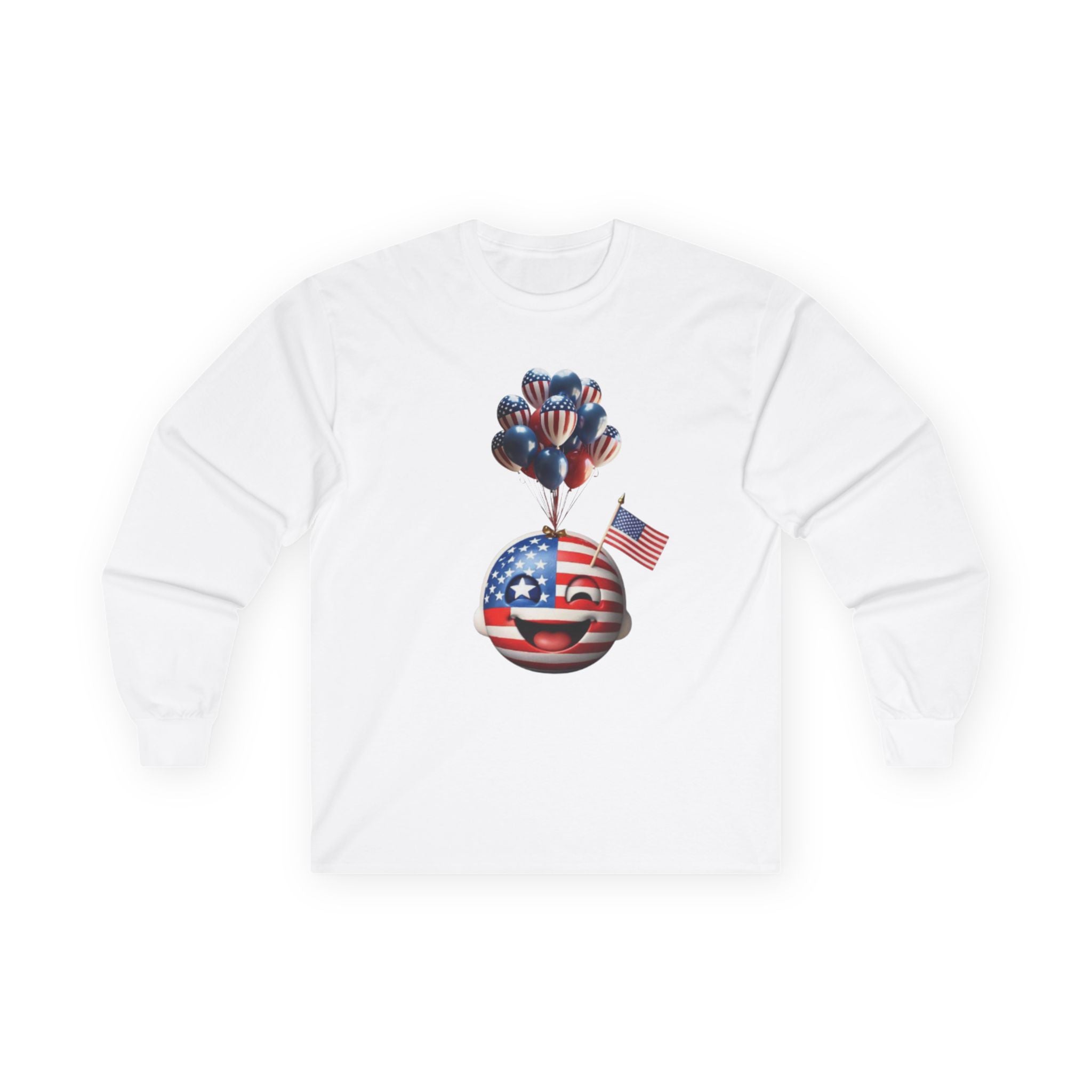 Patriotic Balloons Long Sleeve Tee - Celebrating Freedom & Fun