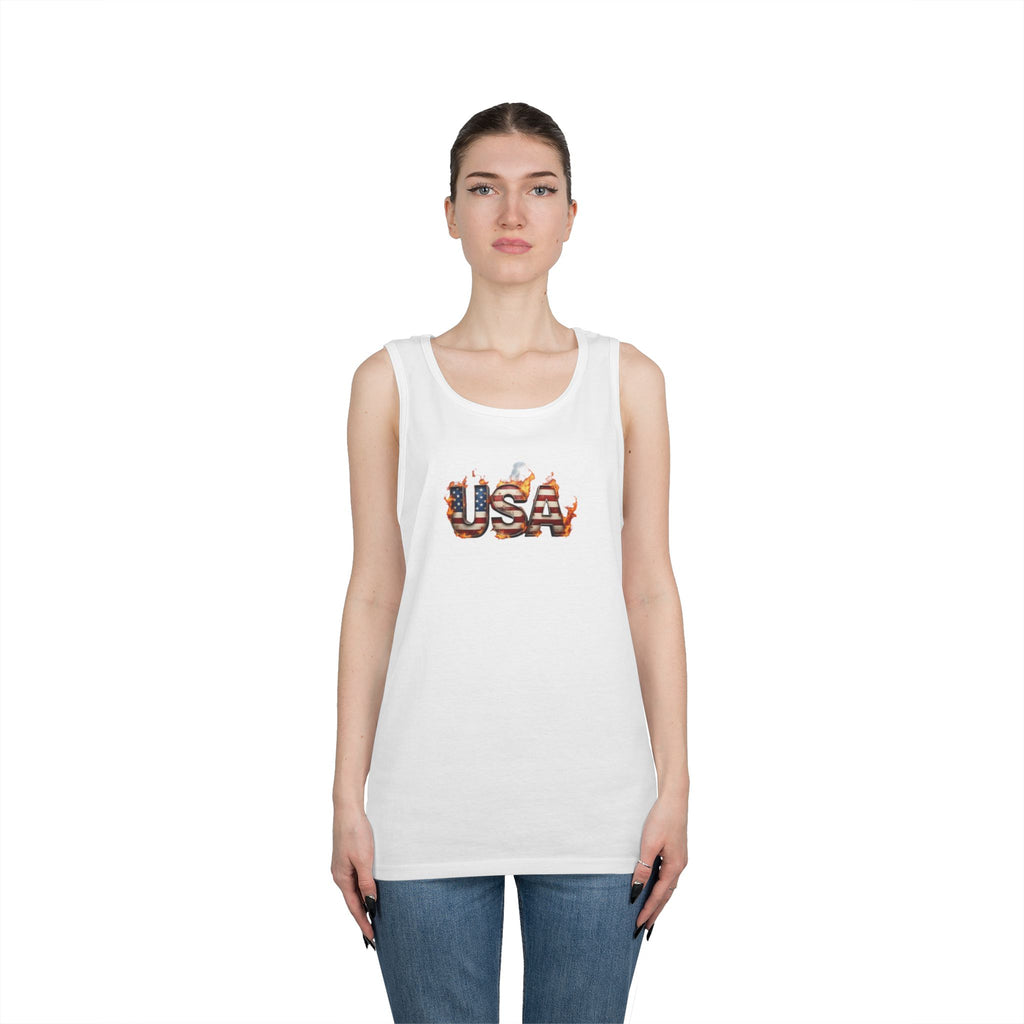 USA Heavy Cotton Tank Top for Casual Summer Outings and Celebrations