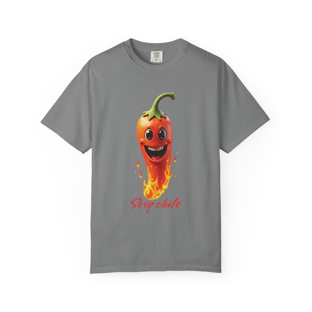 Funny unisex tie-dyed t-shirt with the phrase "Sexy Chile"