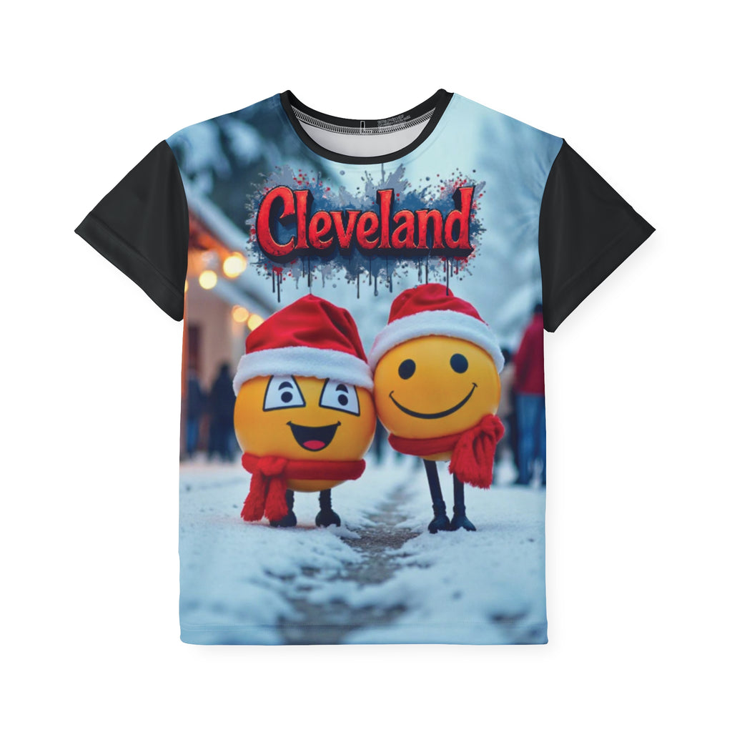 Cleveland Kids Jersey, Fun Holiday Jersey, Kids Team T-Shirt, Unique AOP Shirt, Perfect for Christmas, Gift