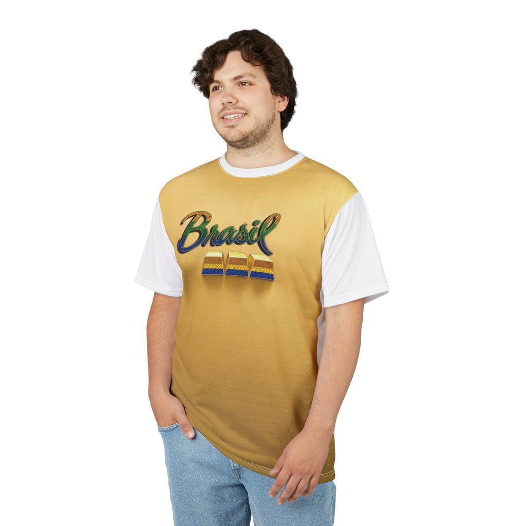 Camiseta unissex Brasil Cut & Sew - Estilo vibrante de verão para os amantes do Brasil