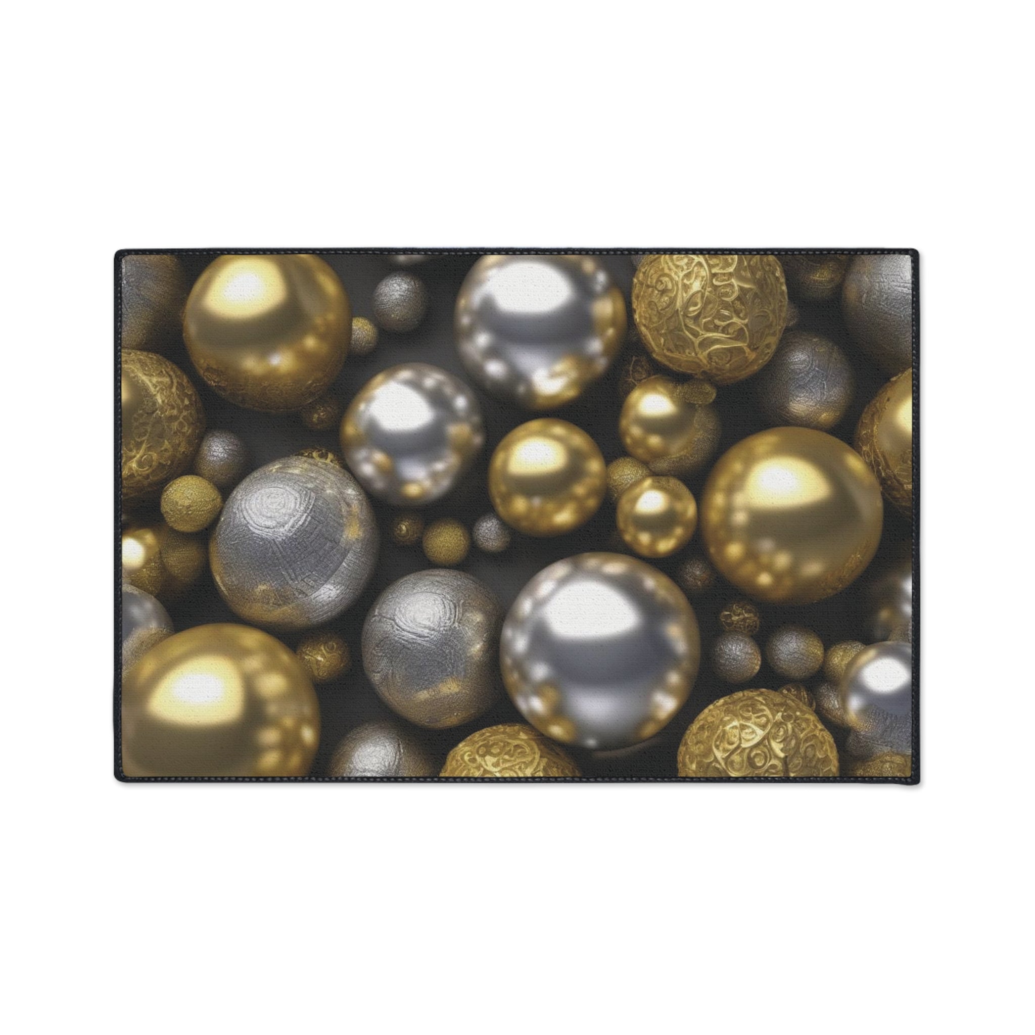 Floor Mat - Cute Gold and Silver Colored Balls Design - Ideal Gift 