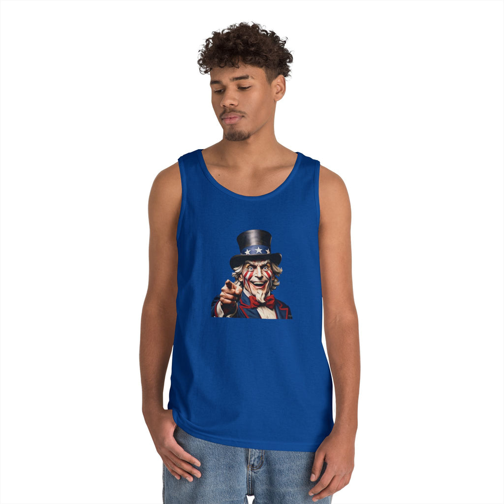 Vintage Uncle Sam Heavy Cotton Tank Top - Patriotic Independence Day Apparel
