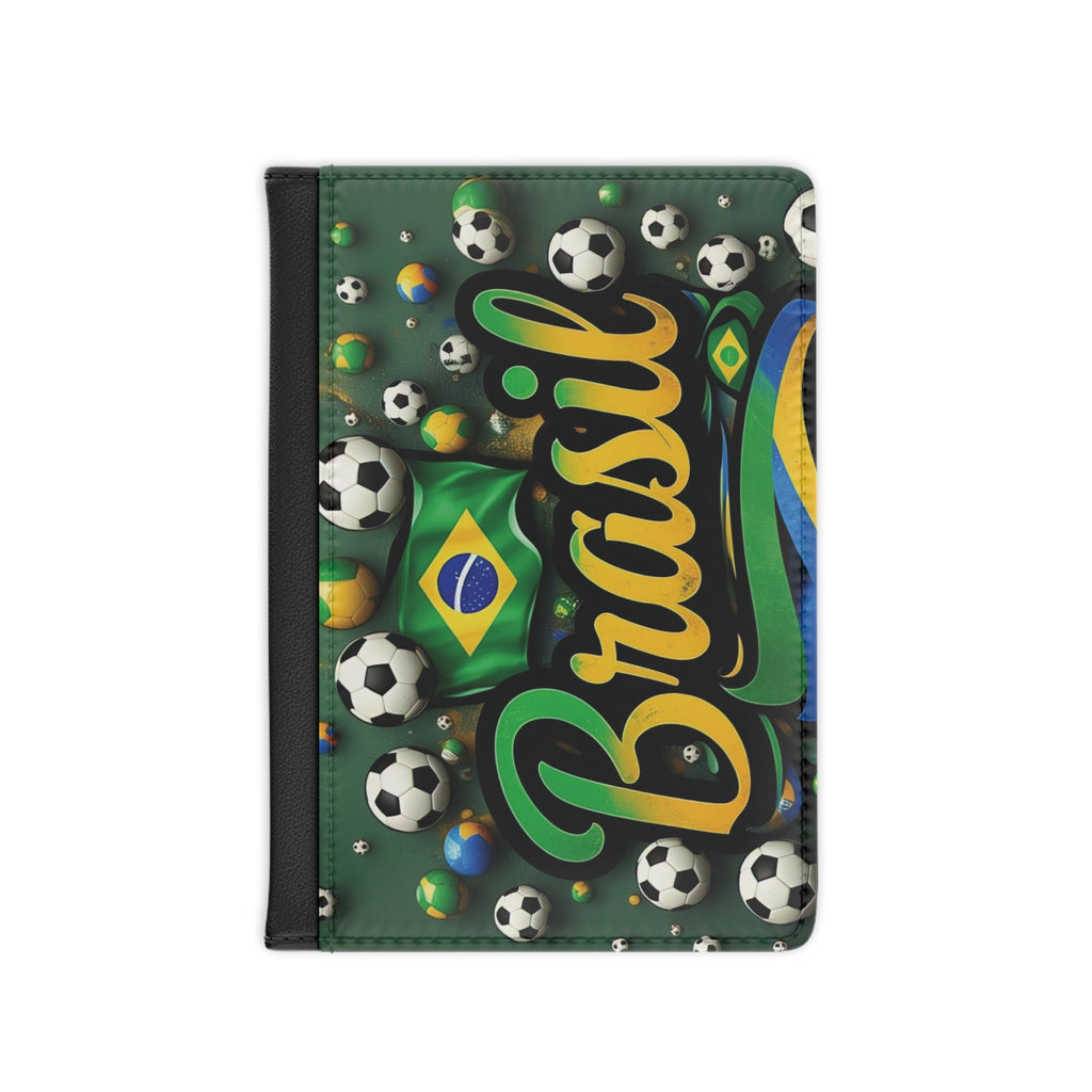 Capa para passaporte do futebol brasileiro - acessório de viagem estiloso para fãs de esportes