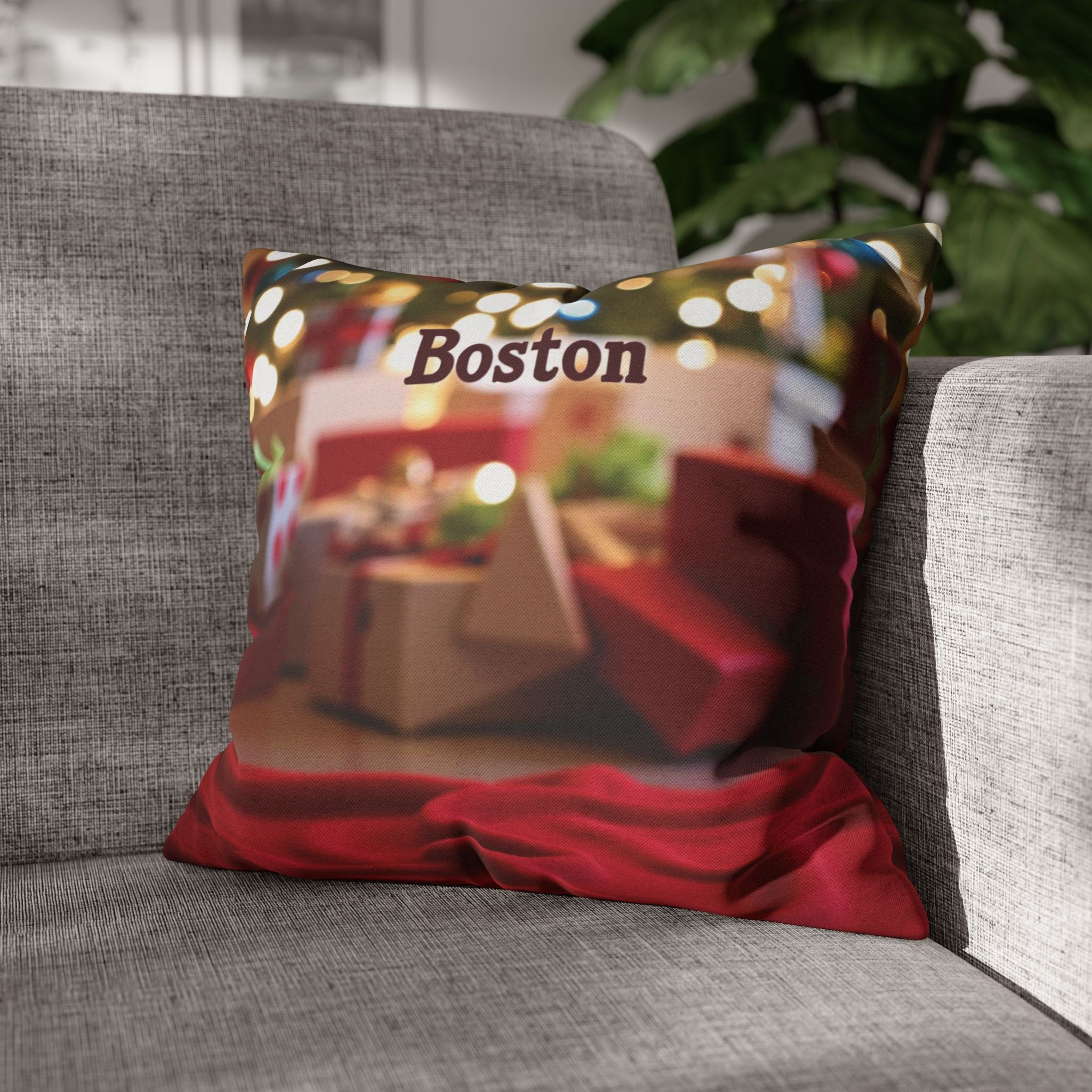 Boston Holiday Decorative Pillowcase
