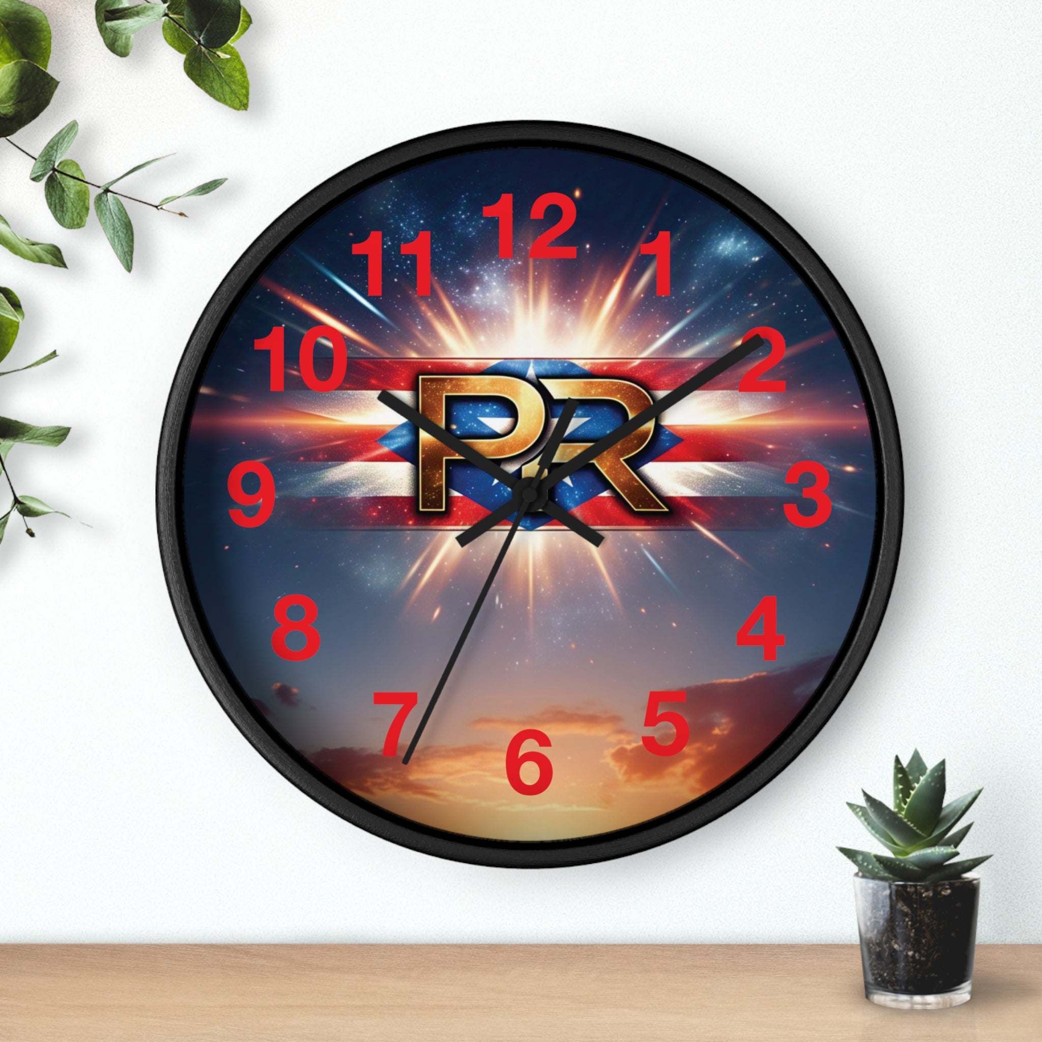 Reloj de pared puertorriqueño con el logotipo de PR: perfecto para decoración del hogar o regalos.