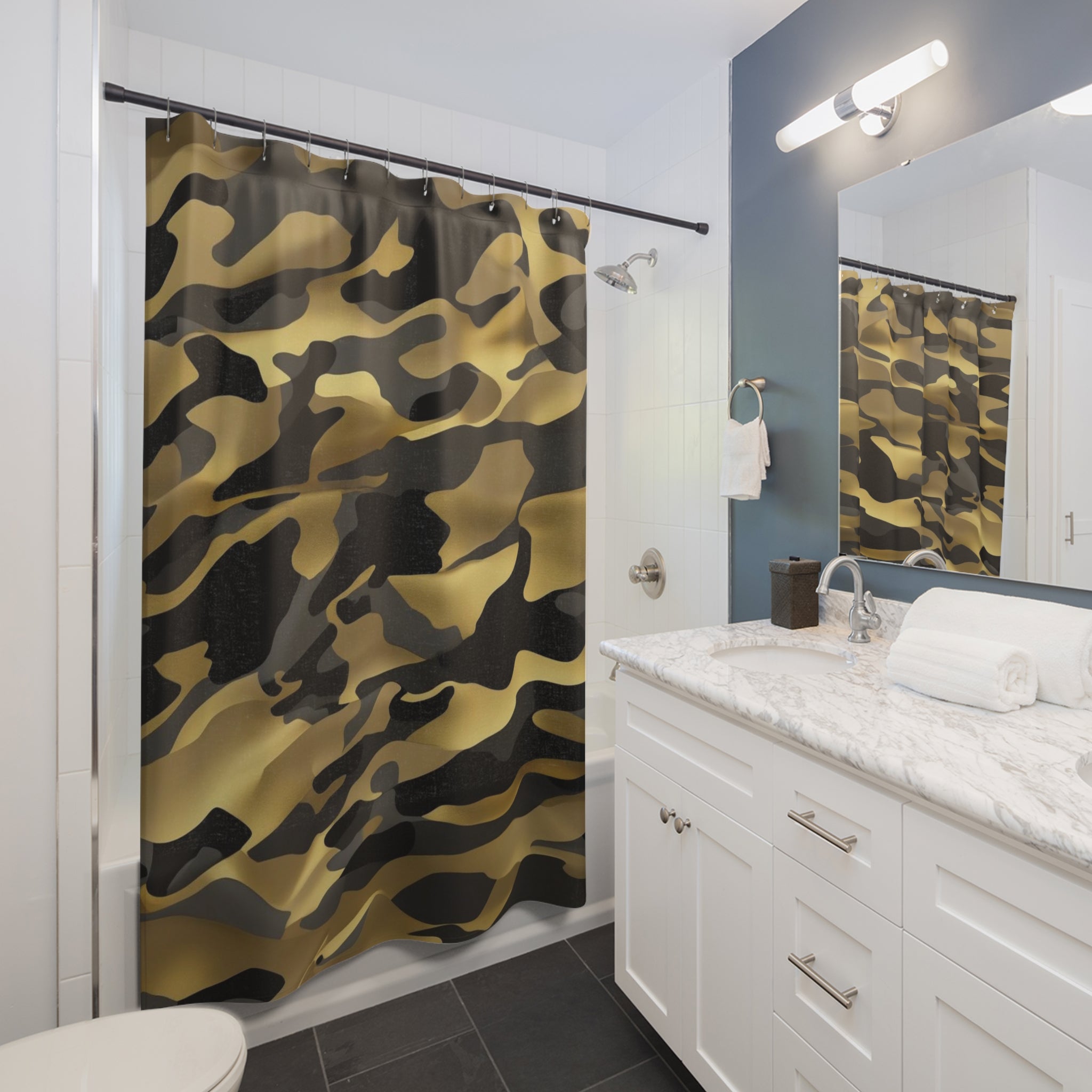 Gold Black Shower Curtain 
