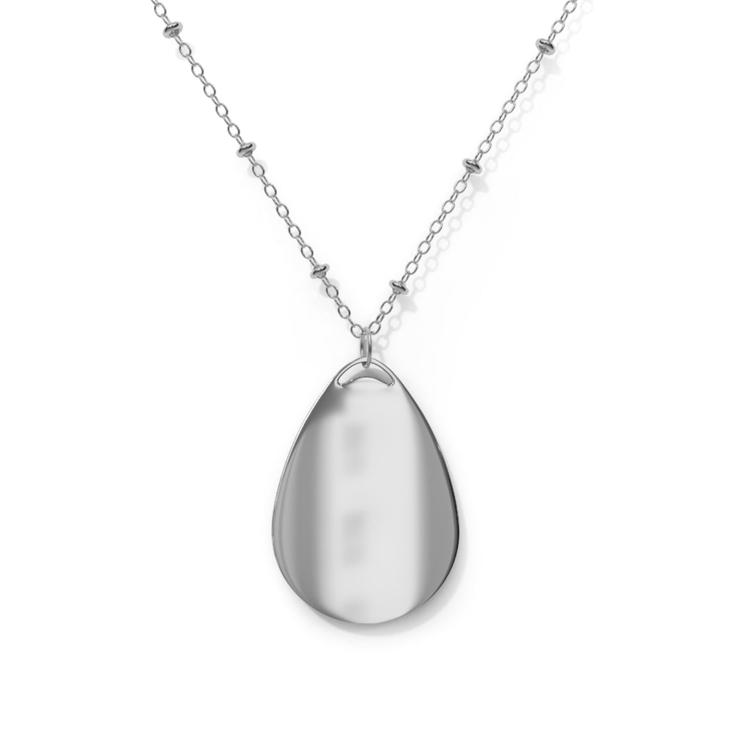 Personalized Oval Name Necklace — Gabriela Sand Background Teardrop Pendant